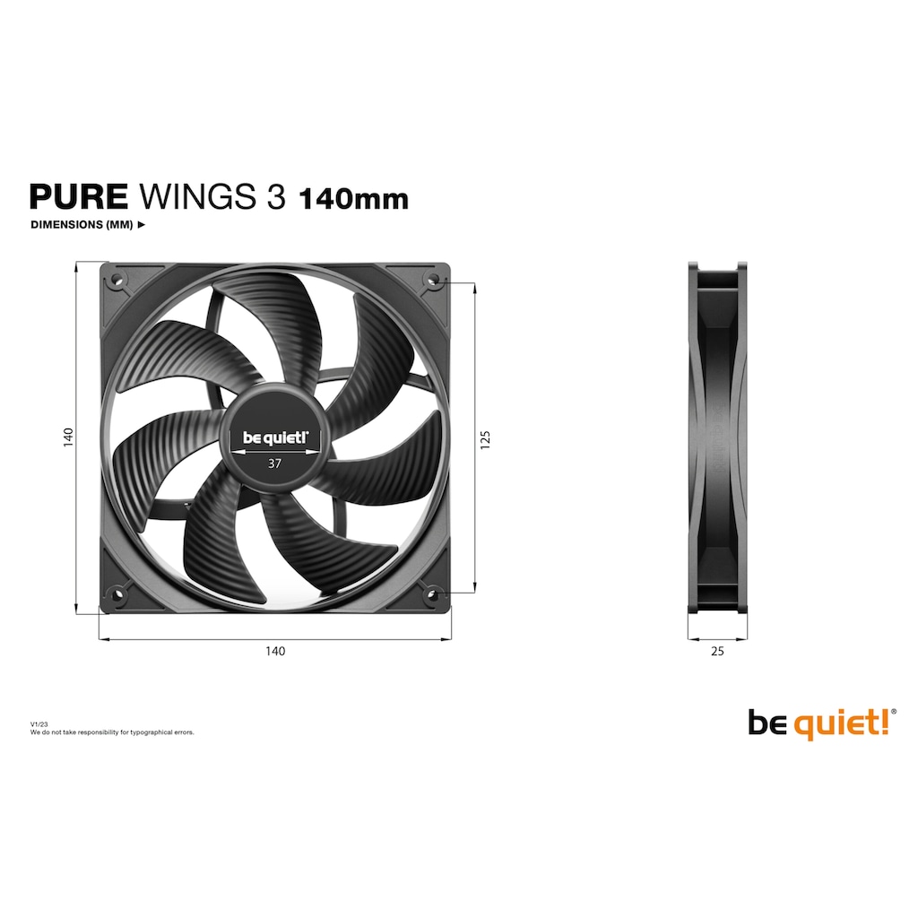 be quiet! Gehäuselüfter »Pure Wings 3 140mm«
