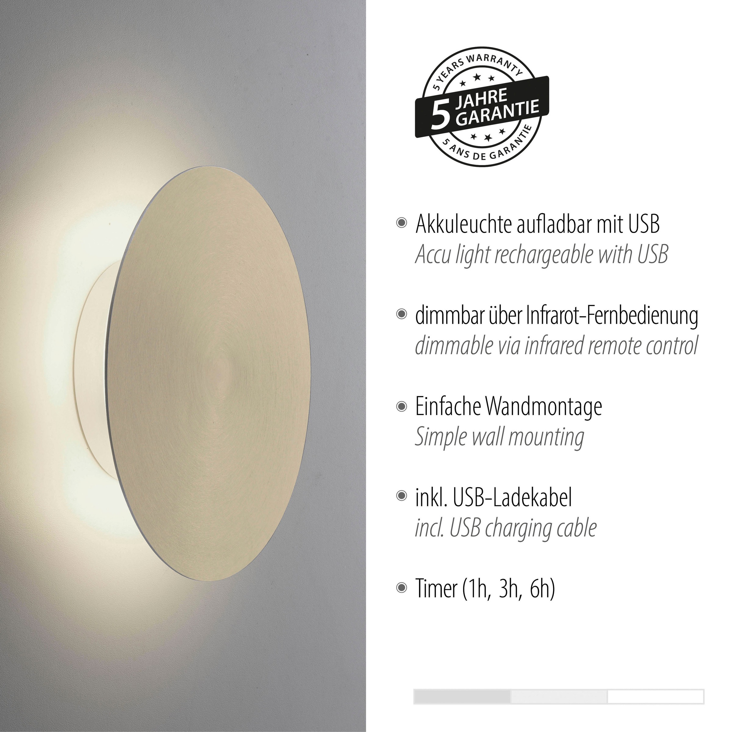 Paul Neuhaus Wandleuchte »AKKU PUNTU«, 1 flammig, Leuchtmittel LED-Board | LED fest integriert