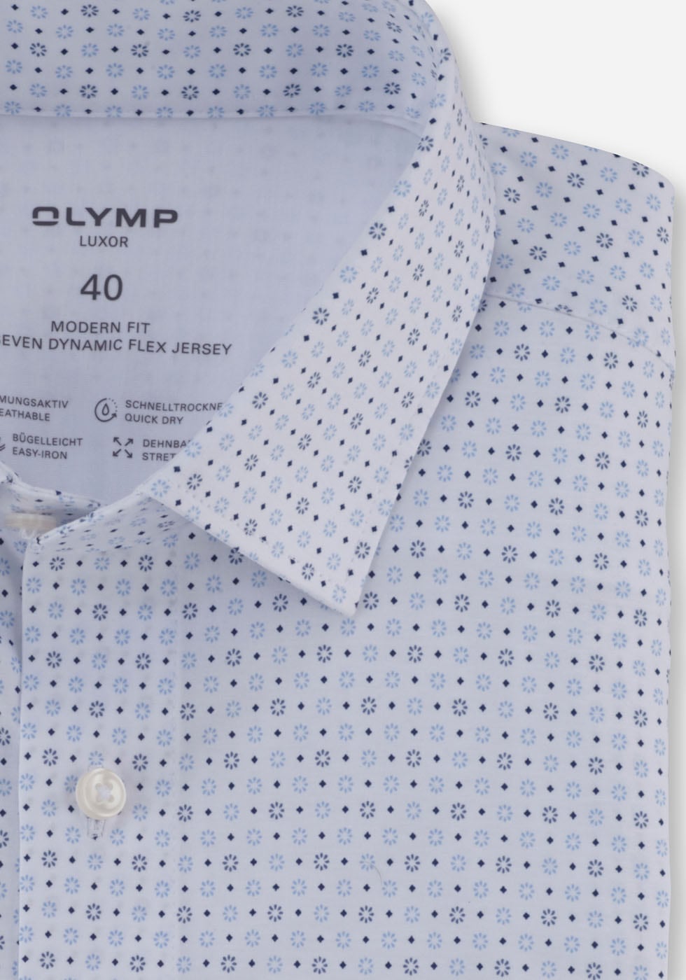 OLYMP Businesshemd »24/7 - Luxor modern fit - Jersey«, mit Blüten-Minimal-Dessin