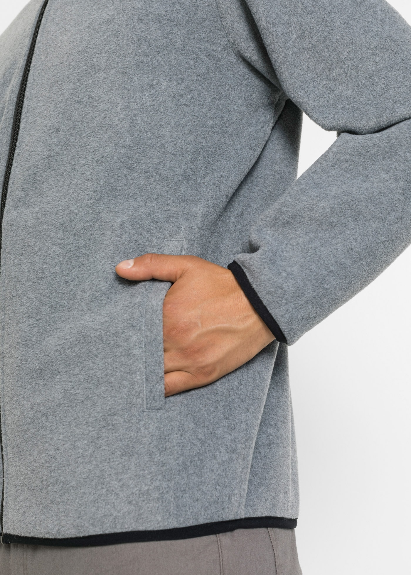 bonprix Fleecejacke Packung, 2 Stk. tlg. ohne Kapuze unifarbenes Design mit farbigen Details, mit Eingriffstaschen