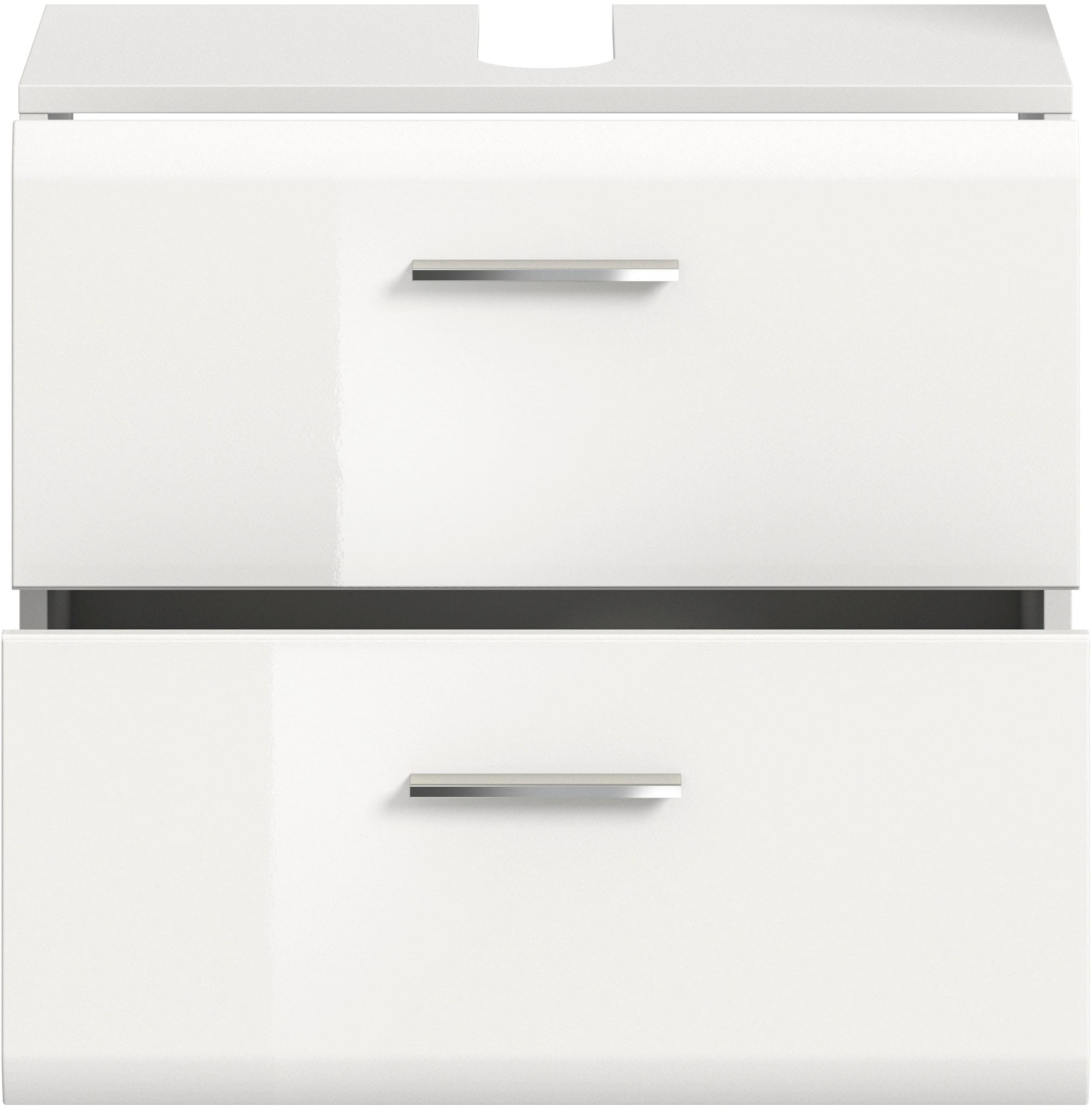 INOSIGN Waschbeckenunterschrank »FLORENZ, TOPSELLER!, Breite 60 cm, 2 Schubkästen,ink. Siphonausschnitt«, hochwertige MDF Front, Griff chromglänzend, Badschrank, Bad