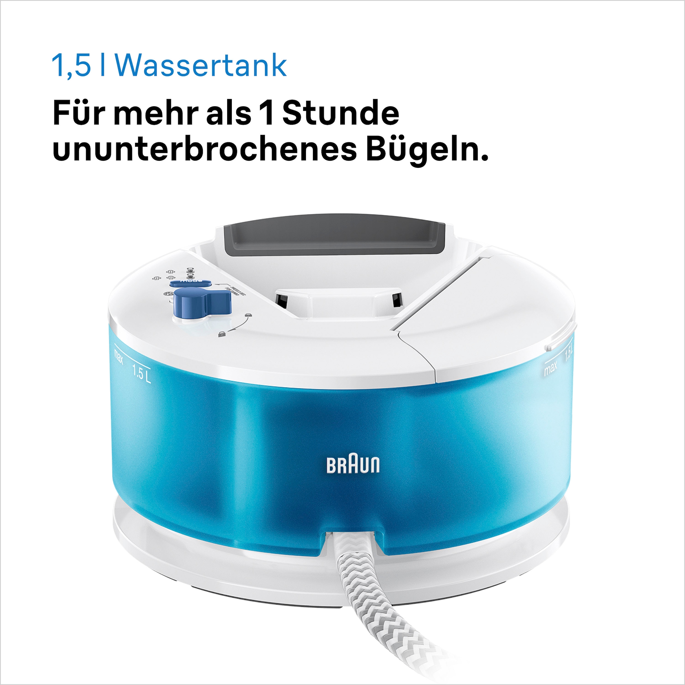 Braun Dampfbügelstation »CareStyle Compact IS2143BL«, blau, max. Dampfmenge 420g/min, Rückwärtsbügeln über Knöpfe