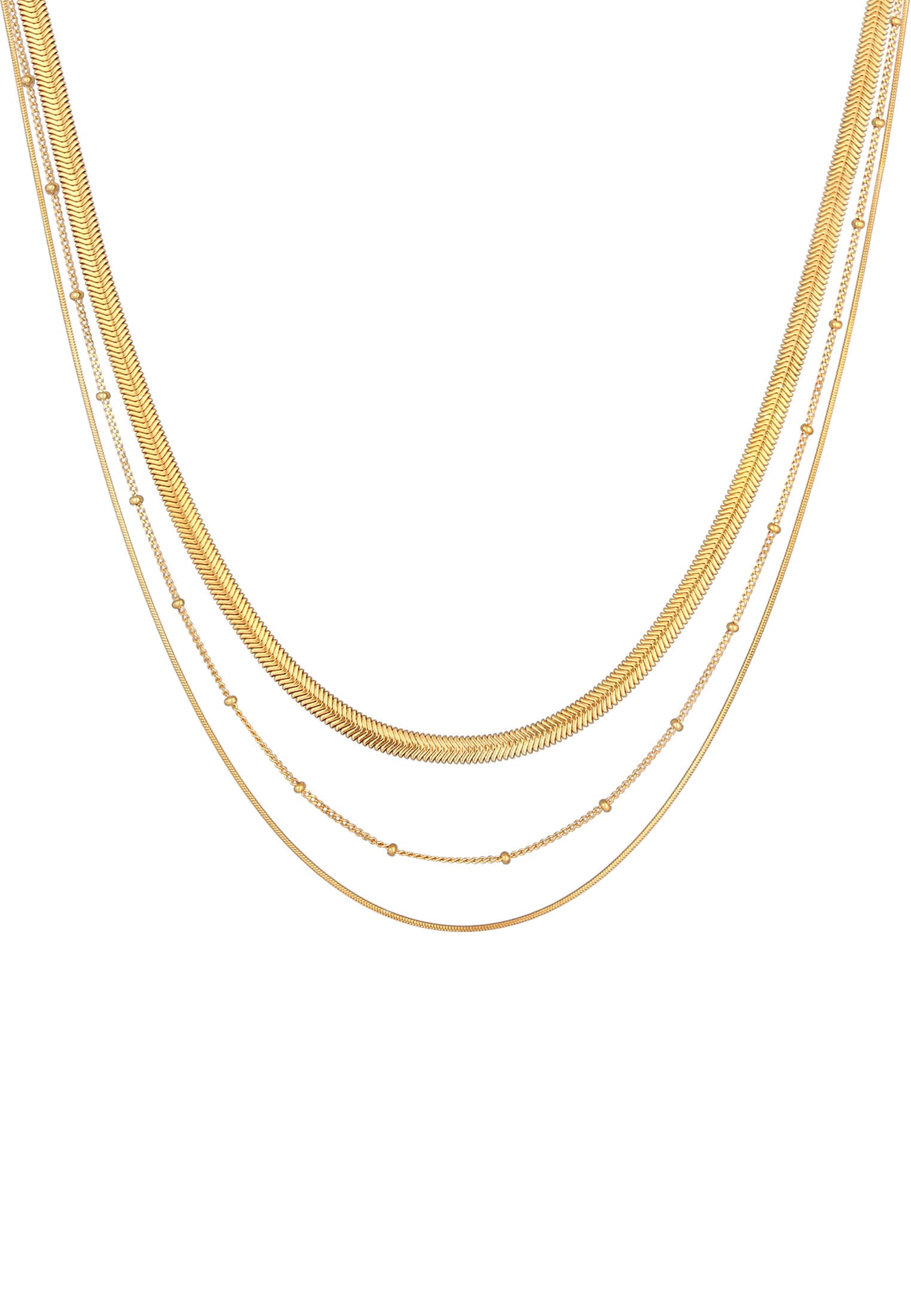 Elli Premium Silberkette »Halskette Halskette Layer 3-reihig Flach Rund Kugelkette 925 Sterling Silber«