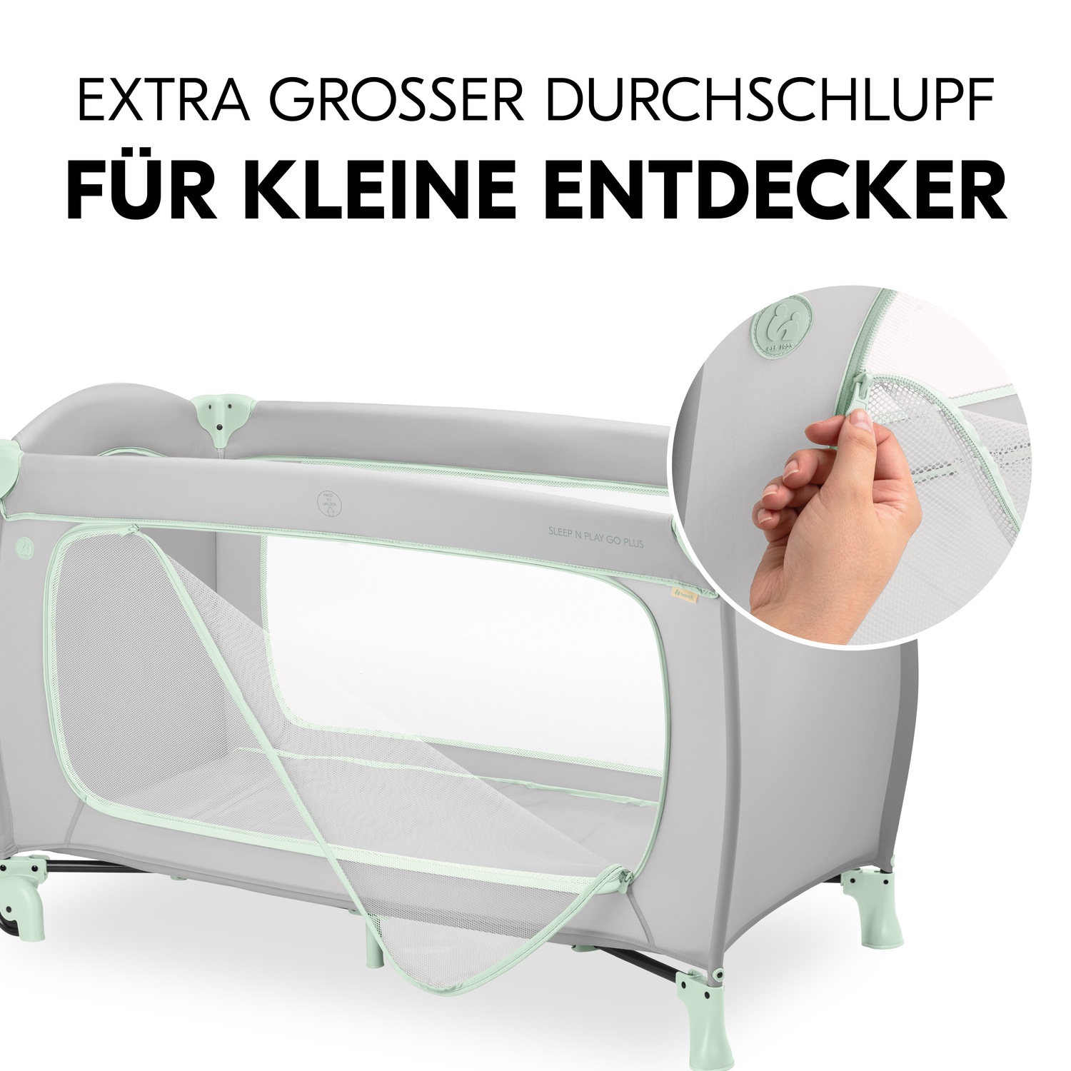 Hauck Baby-Reisebett »Sleep N Play Go Plus, Dusty Mint«, mit integrierten Rädern; Vorderausstieg