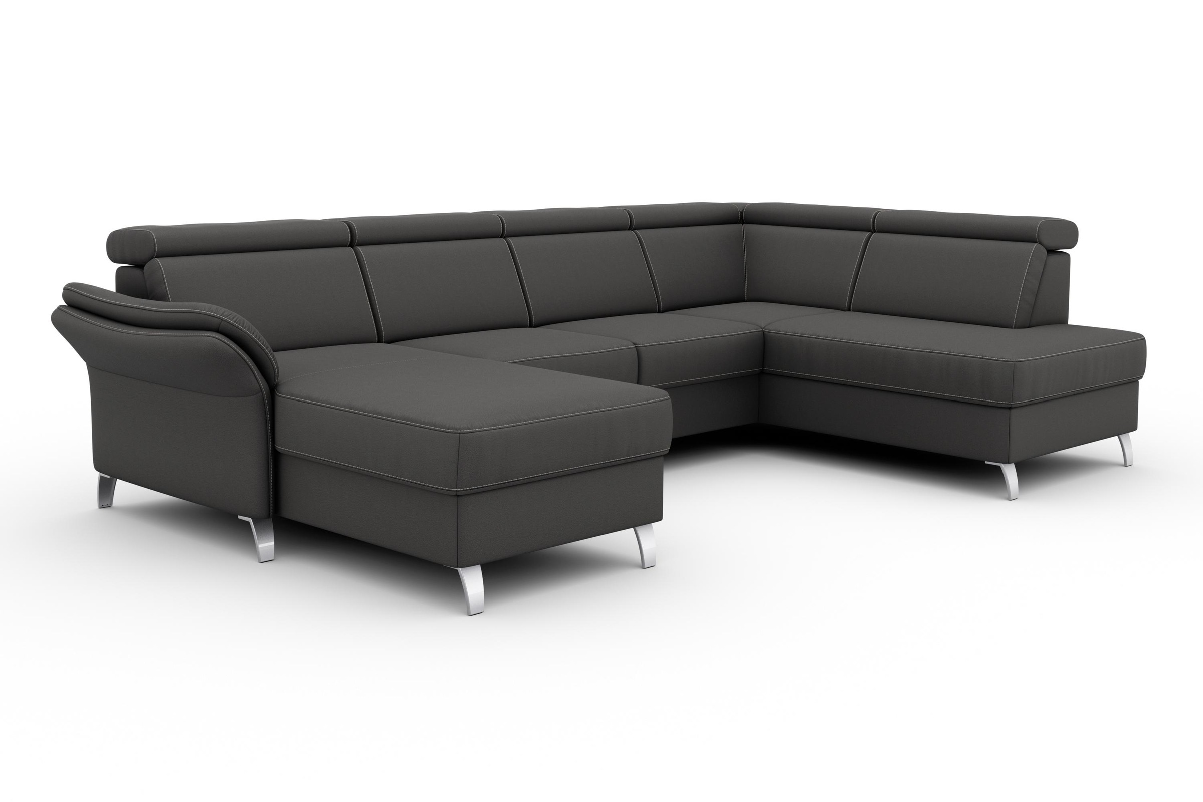 sit&more Wohnlandschaft »Vincenzo U-Form«, inklusive Kopfteilverstellung, wahlweise mit Bettfunktion, Bettkasten
