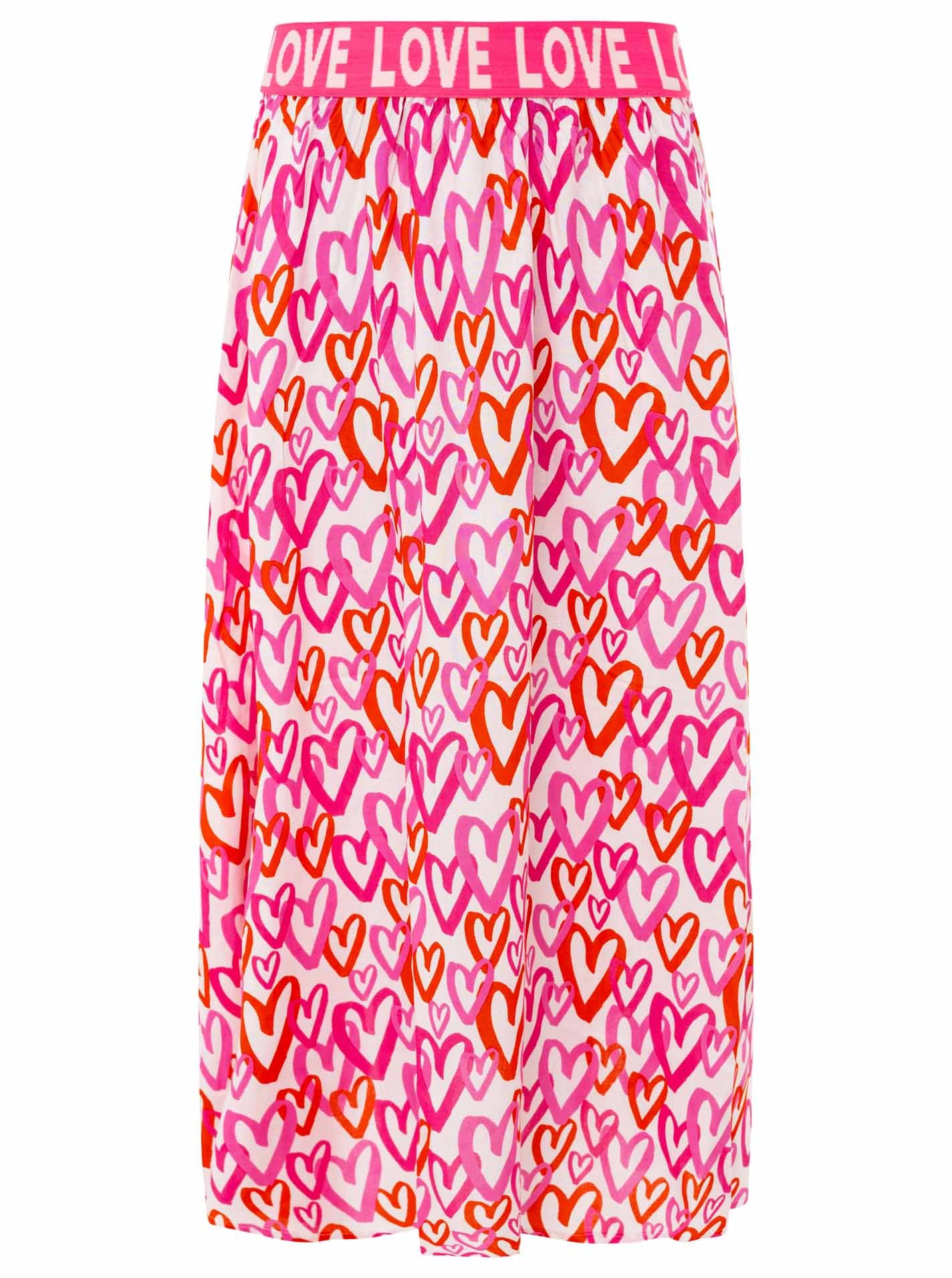 Zwillingsherz Maxirock »"Love Hearts"« Herzmuster, Gummizug mit Schriftzug, leichtes Material, knöchellang