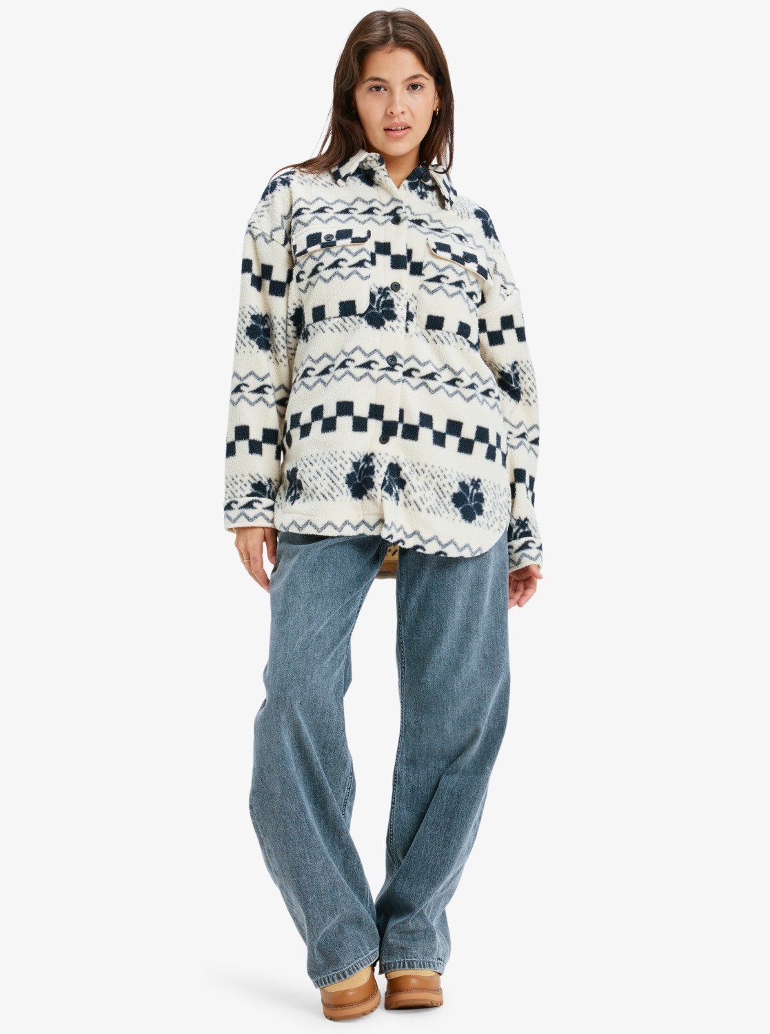 Roxy Fleecejacke »MORNING CRUSH SHACKET« mit Kapuze, aus Polyester, sportlicher Stil