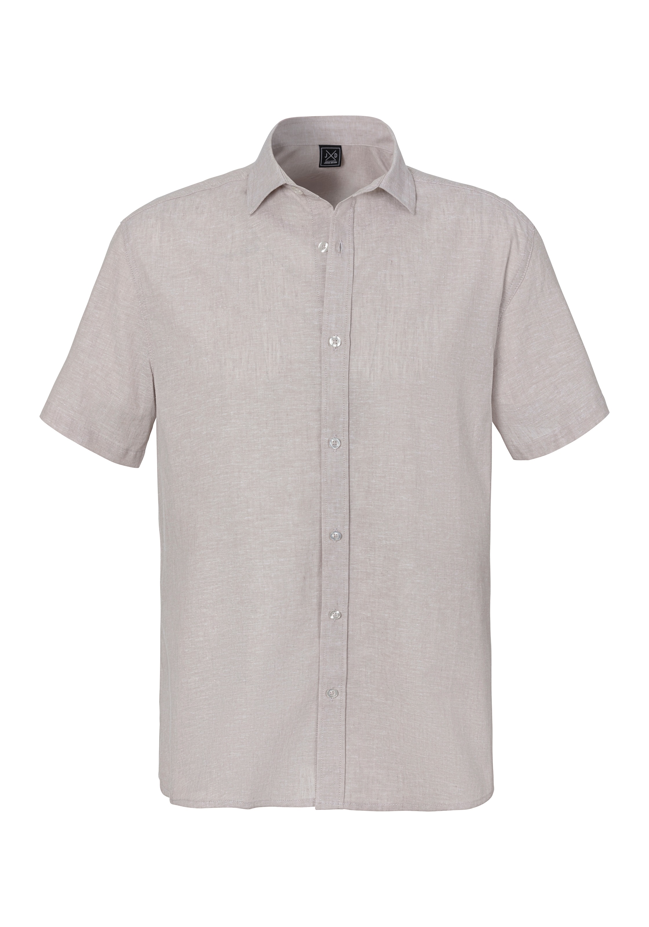John Devin Kurzarmhemd »Regular Fit,« Leinenhemd mit Kentkragen aus Baumwoll-Leinen Mischung