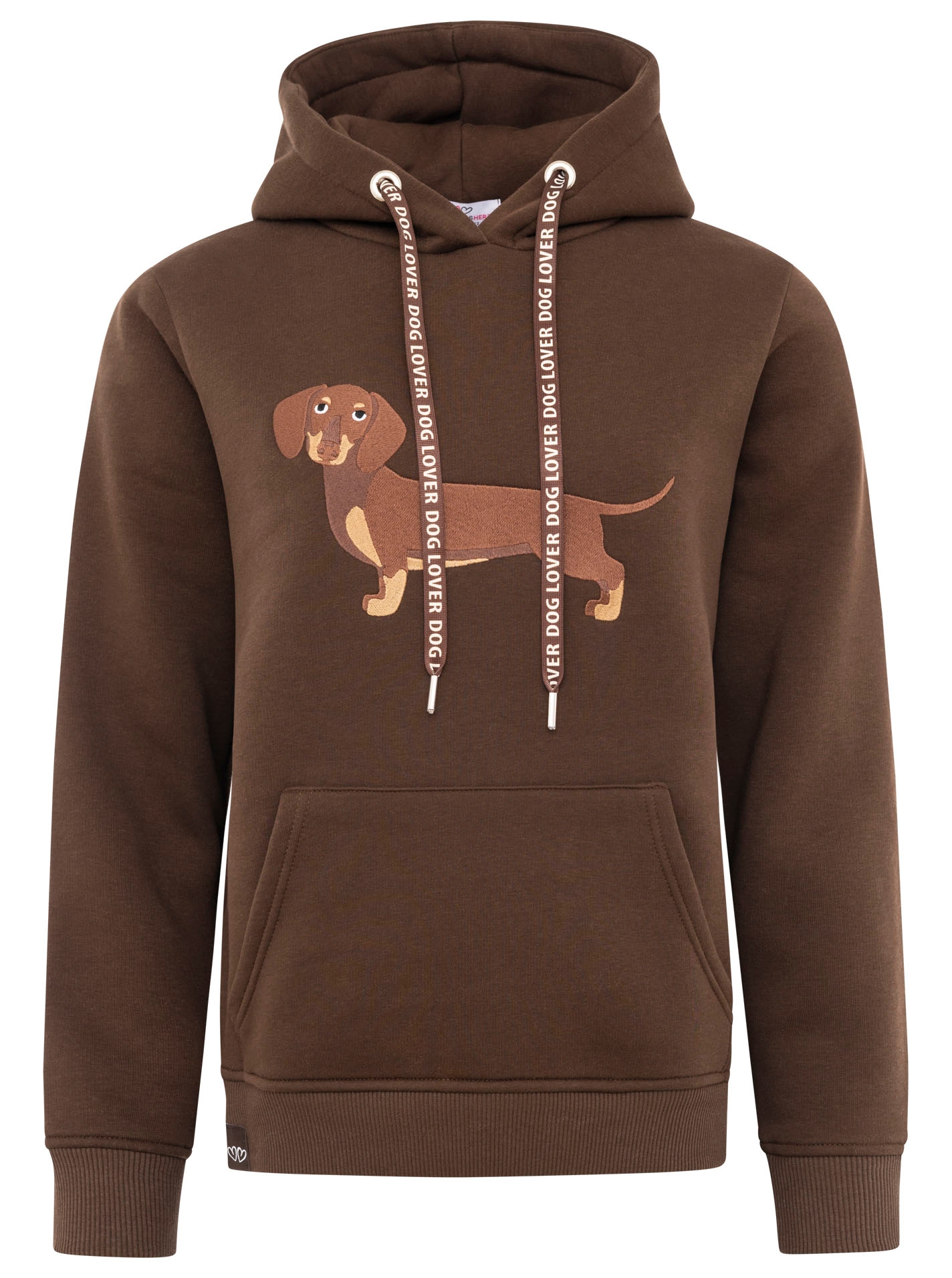 Zwillingsherz Hoodie »"Dackel"«, Stickerei vorne, weiche Fleeceinnenseite, bedruckte Kordel