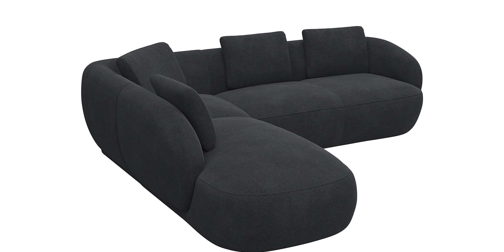 FLEXLUX Ecksofa »Torino, rund, L-Form, Sofa-Ecke mit Ottomane«, Modernes, organisches Sofa-Design, Kaltschaum, Wellenunterfederung