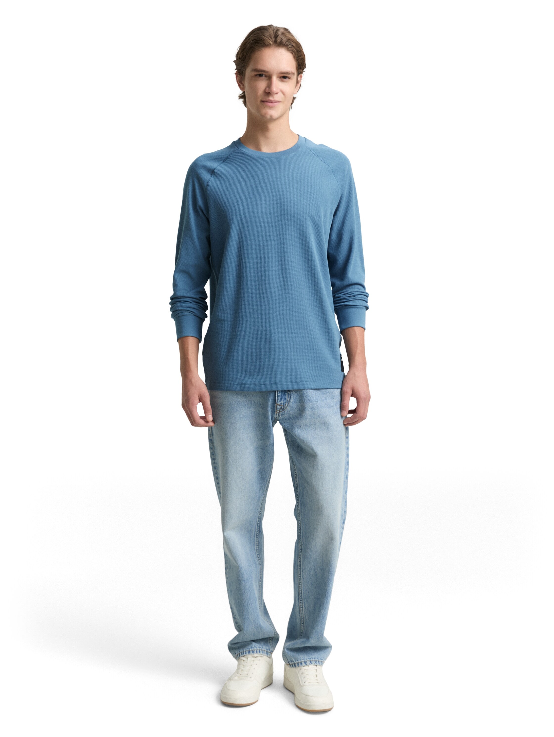 TOM TAILOR Denim Rundhalsshirt, mit Logo Stickerei