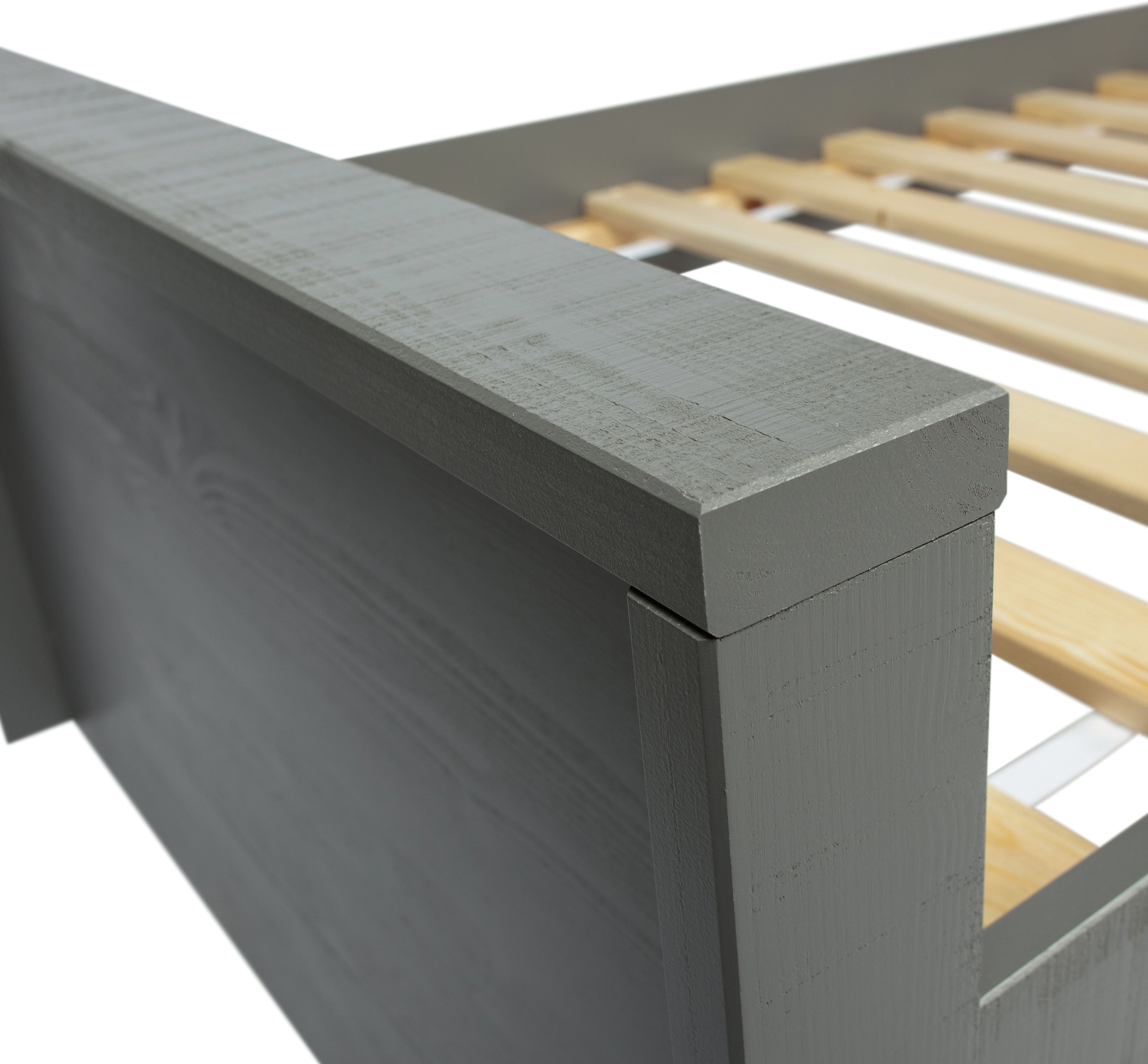WOOOD Bettgestell »Morris FSC®-Kiefernholz bandsägerauh,H 53 x B 214 x T 95 cm« Matratzenmaß 90x200 cm, einfach zu montierbar, Schublade optional