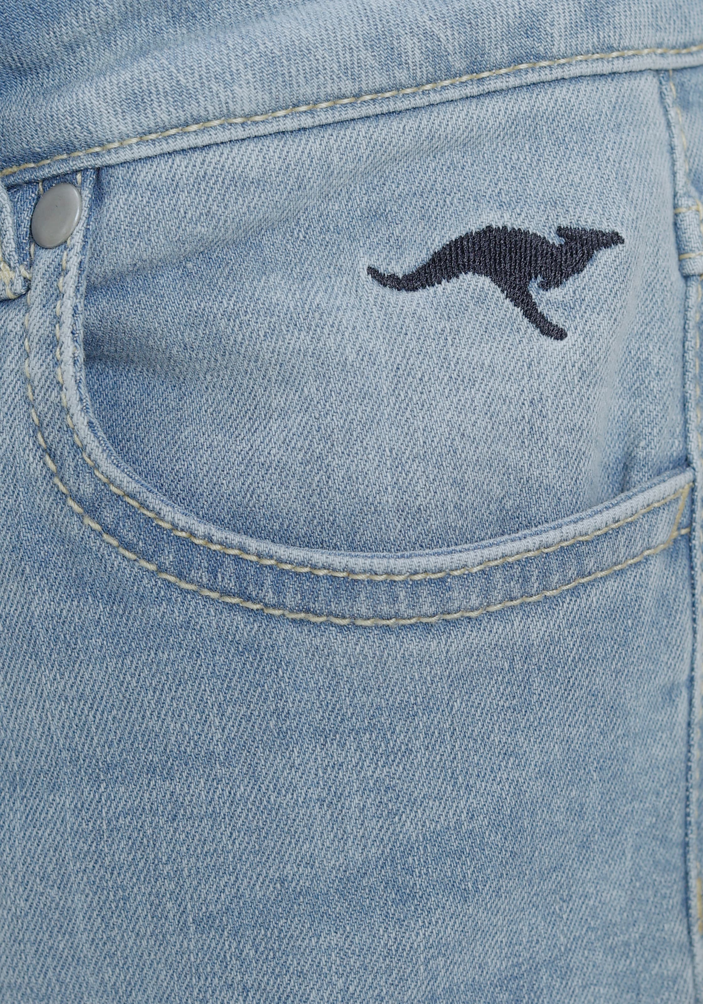 KangaROOS 7/8-Jeans », Stretch-Jeans mit Logo-Stickerei«, schmale Passform, geschnittene Kante, niedrige Leibhöhe