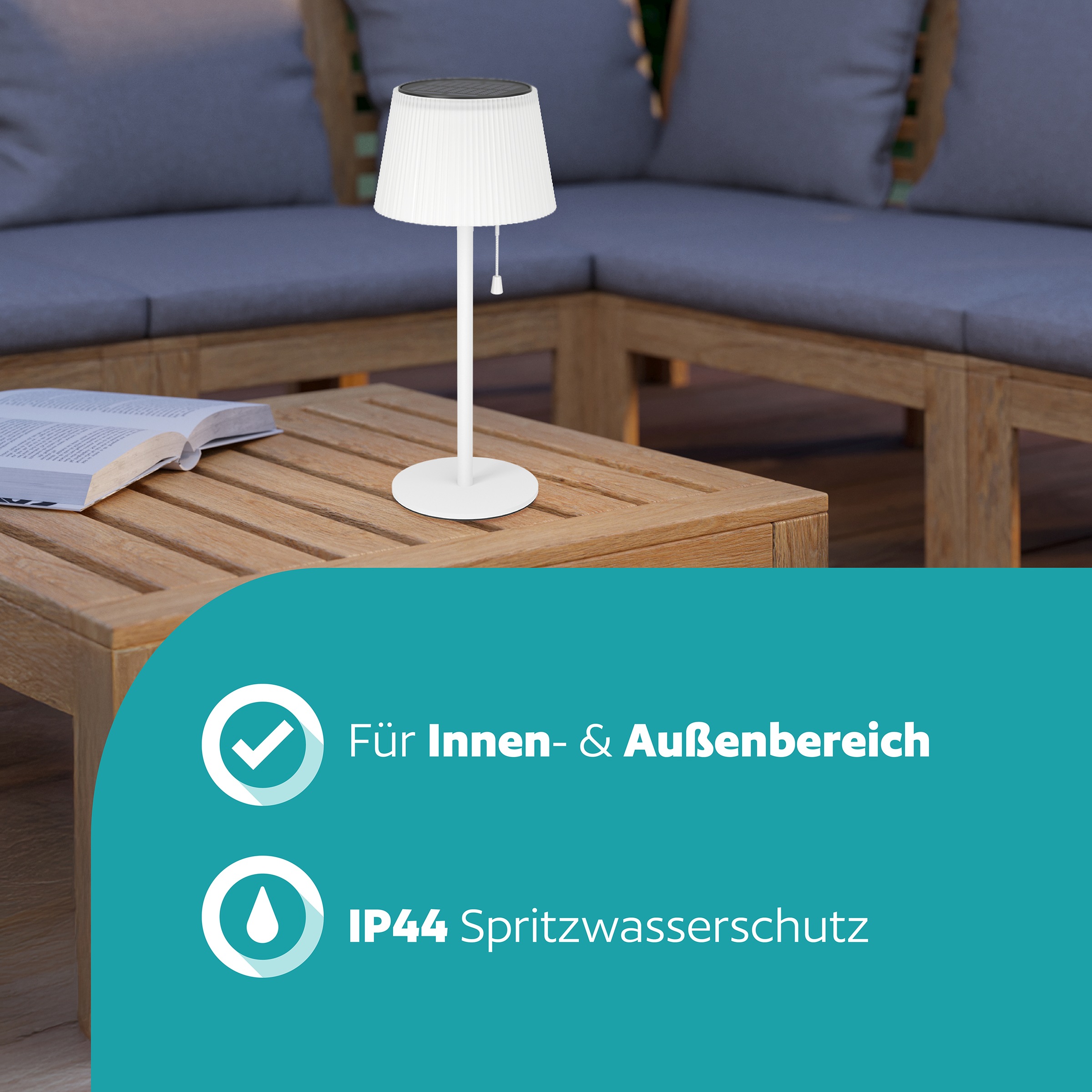 EGLO Tischleuchte »SCORDIANO Tischlampe - Stahl - SOLAR-LED - 2,3W - IP44« LED-Modul 1 Stk. Kaltweiß | Neutralweiß | Warmweiß Solarleuchte, Außentischleuchte, Akku, Leselampe, H38 x Ø13 cm