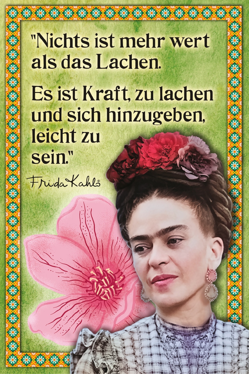 LuckyLinde Wanddekoobjekt »Frida Kahlo - Kraft zu Lachen«, (1 St.), Exklusive JANOSCH Kindermotive, Stahlschild