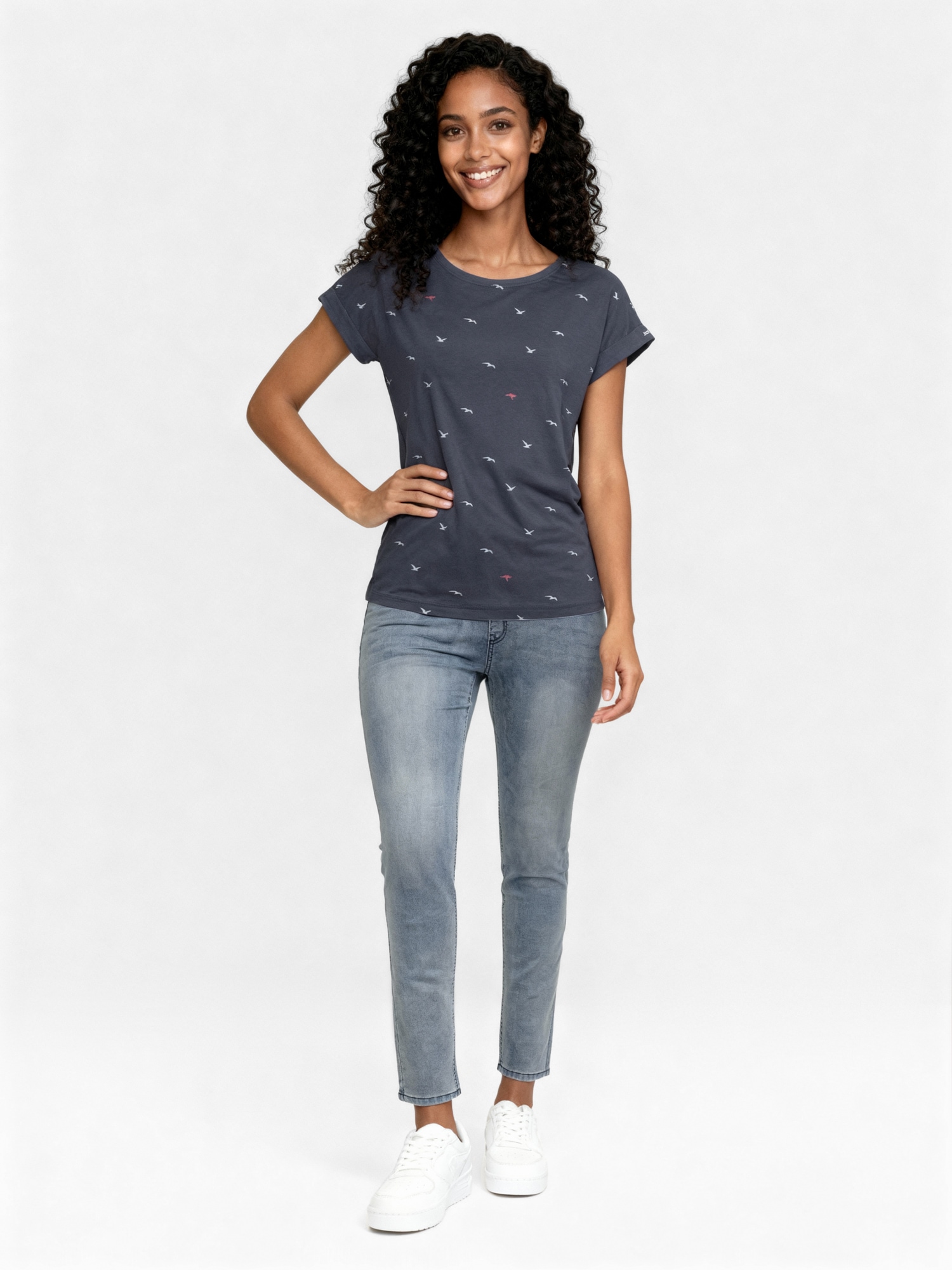 KangaROOS Print-Shirt kurzärmelig,  figurumspielend,  mit Print,  mit Rundhalsausschnitt