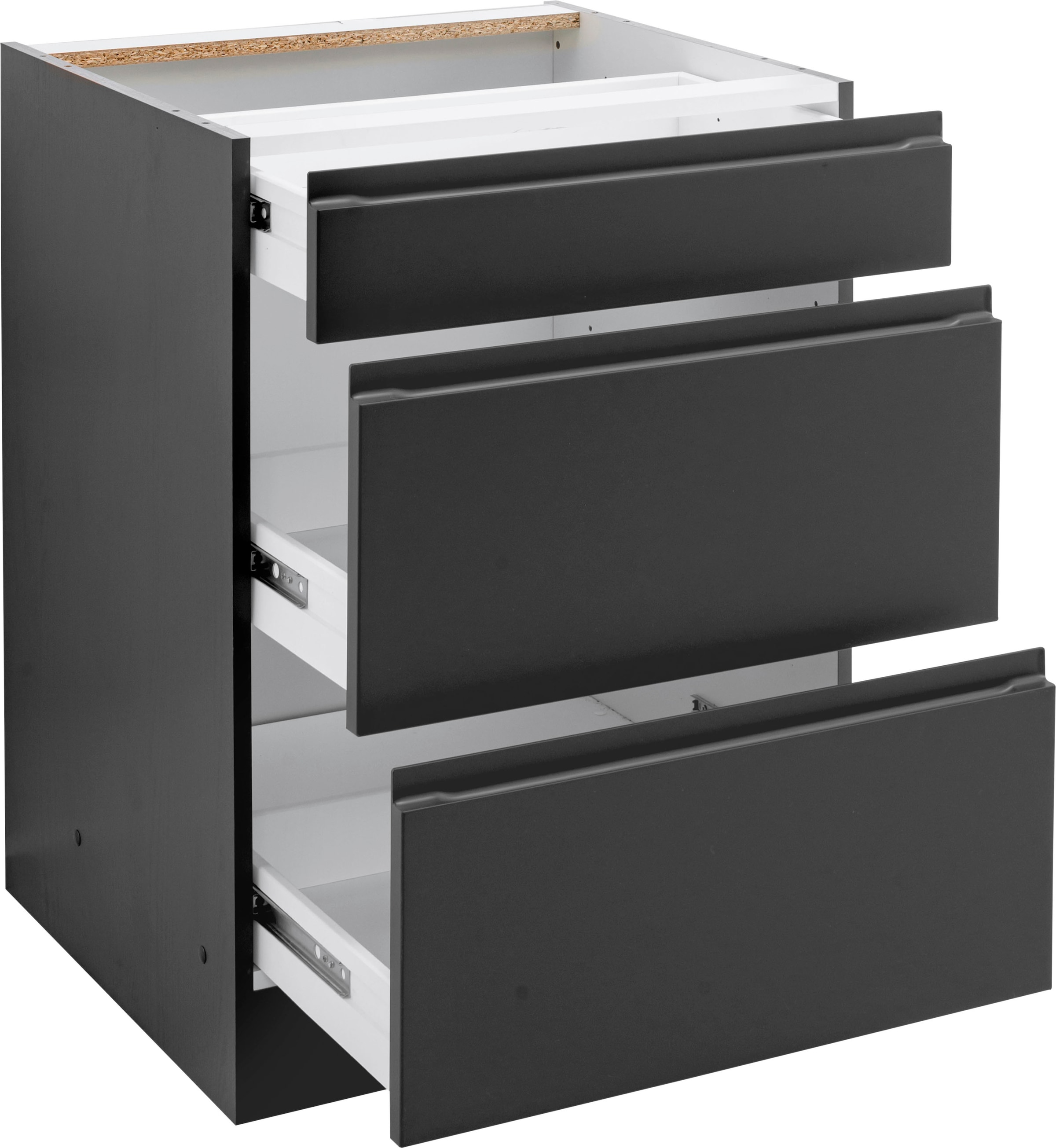 KOCHSTATION Unterschrank »KS-Bruneck« >>Bruneck<< 60 cm breit, für viel Stauraum, hochwertige MDF-Fronten