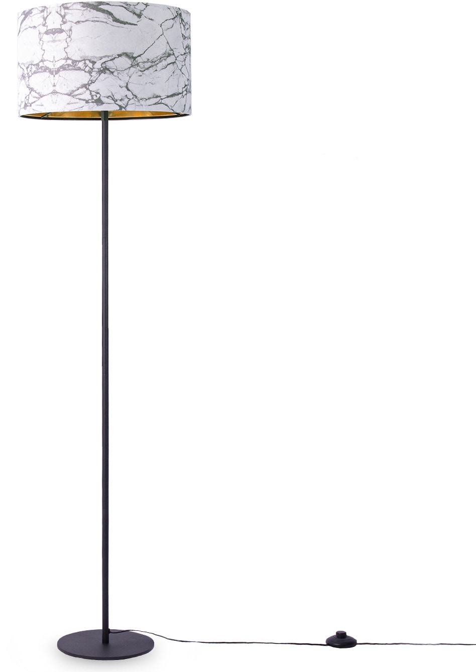 Paco Home Stehlampe »Kraft 525« E27 Wohnzimmer Schlafzimmer E27 Marmor Stein Design Grau Weiß
