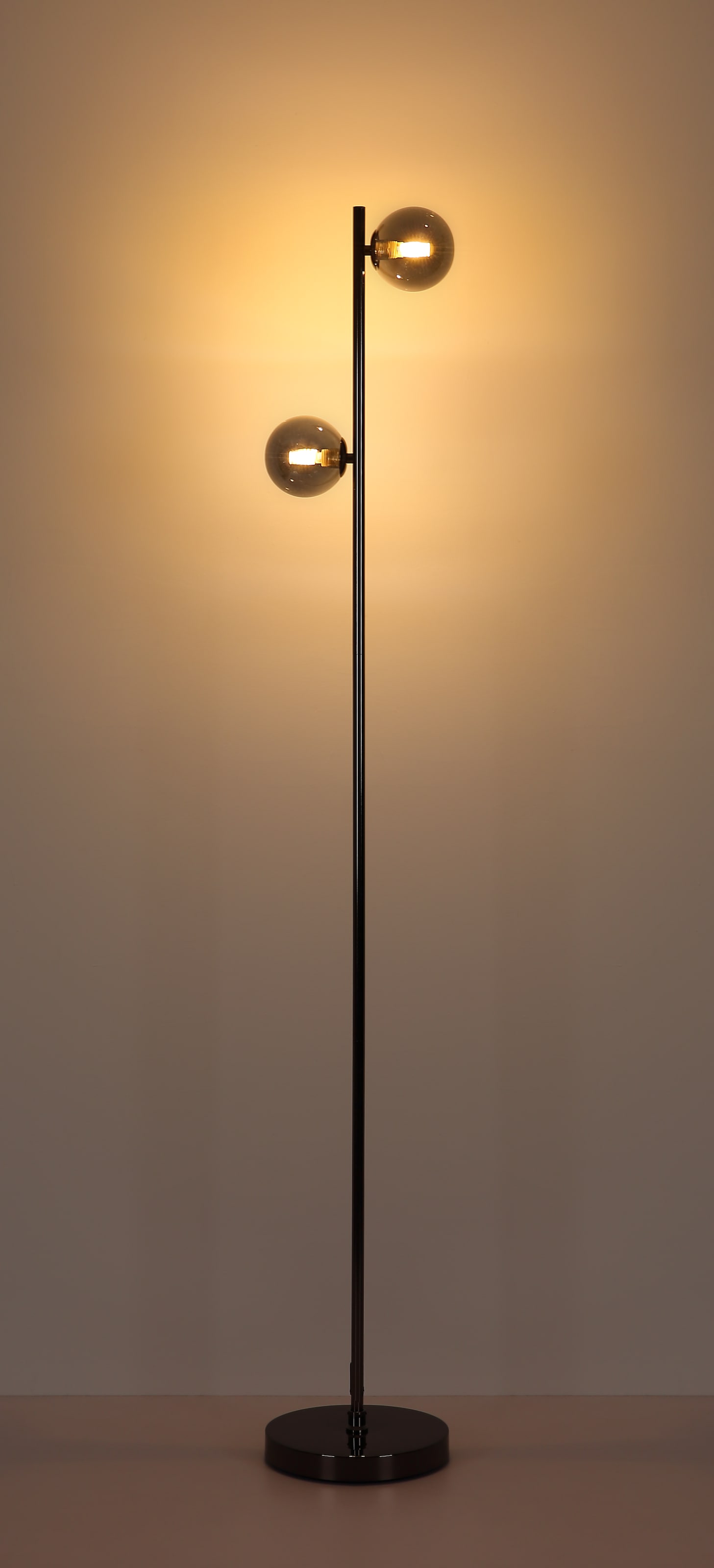 OTTO home Stehlampe »Aivven, Metall schwarz-chromfarben, rauchfarbenes Glas« G9 1 Stk. 180cm Kabellänge,  2x  LED exkl.