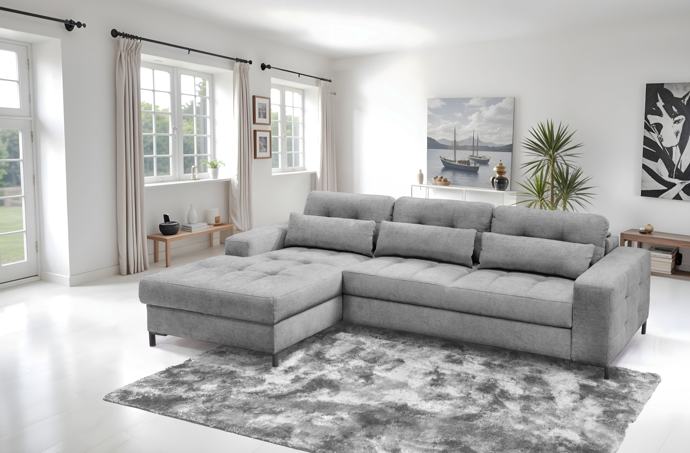 exxpo - sofa fashion Ecksofa »Bonito, mit Rücken- und Sitztiefenverstellung, inkl. Bett & Bettkasten«, Sitztiefenverstellung,Höhenverstellung