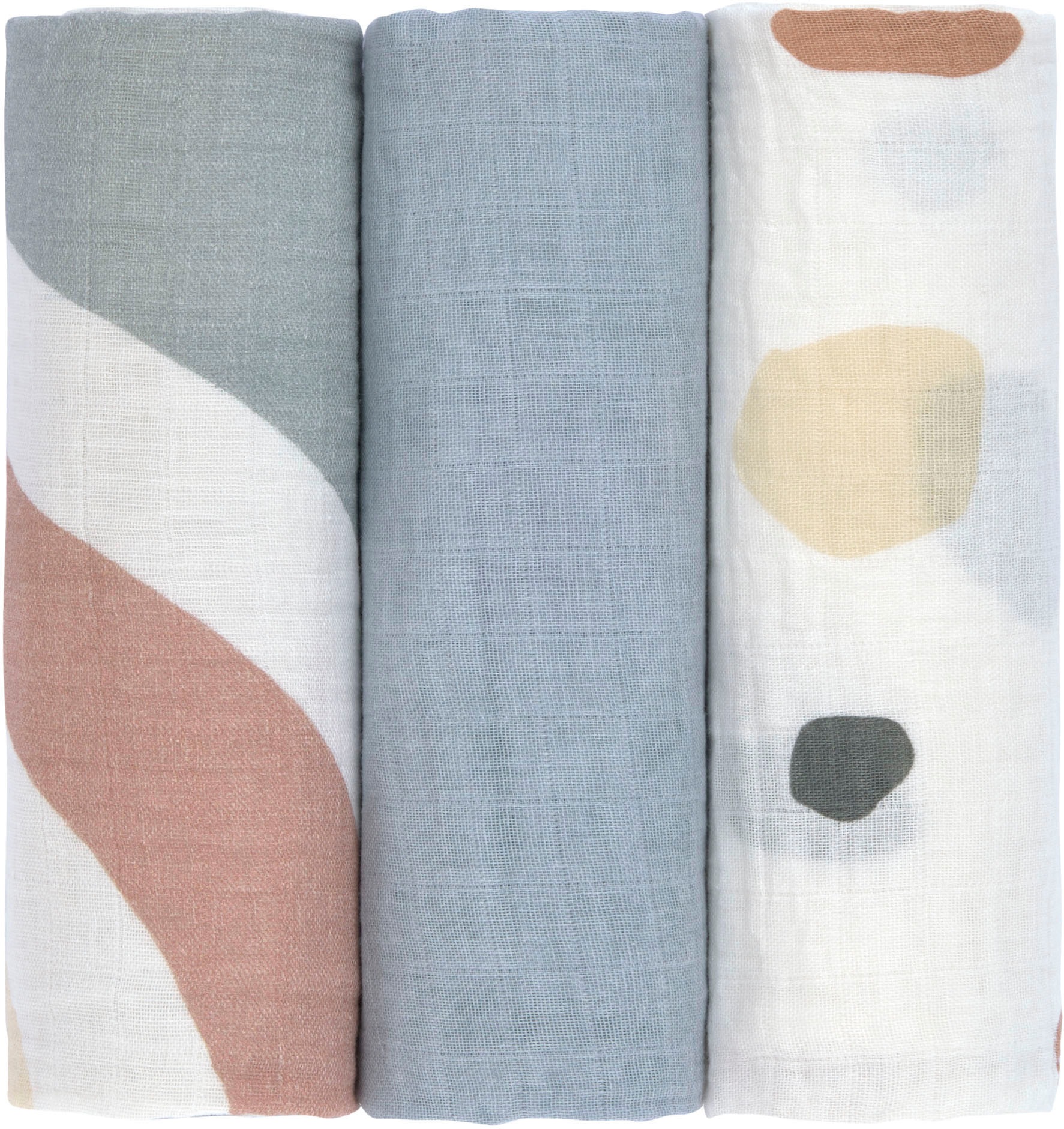 LÄSSIG Stoffwindeln »Mulltuch-Set L, Rainbow powder blue«, (Set, 3 St.)