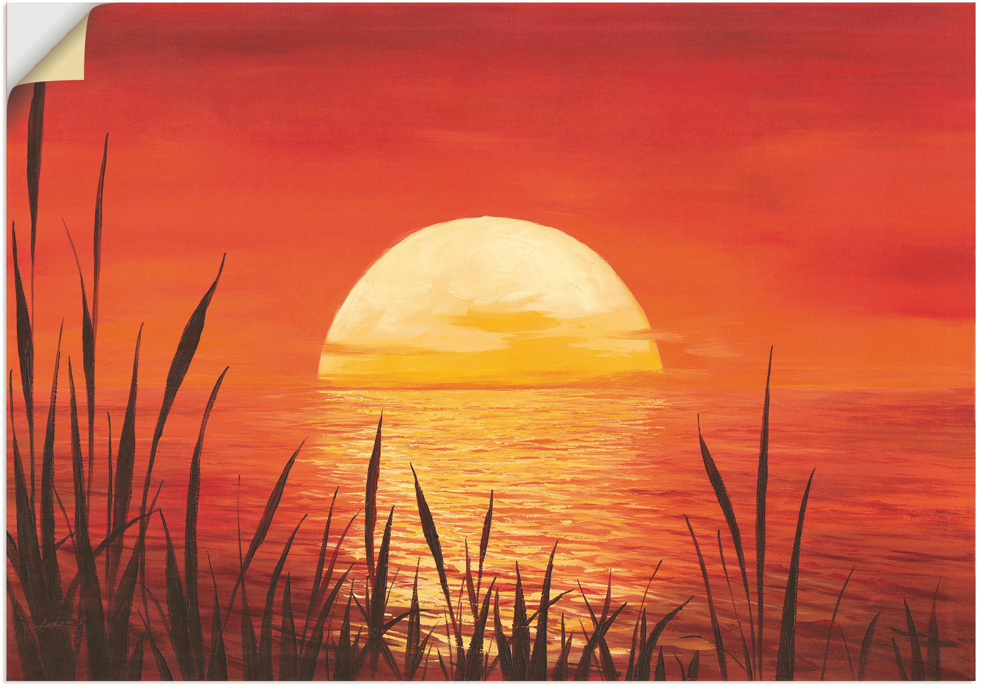 Artland Wandbild »Roter Sonnenuntergang am Ozean«, Bilder vom  Sonnenuntergang & -aufgang (1 Stück), in vielen Größen & Produktarten -  Alubild / Outdoorbild, Leinwandbild, Poster, Wandaufkleber / Wandtattoo  auch für Badezimmer geeignet auf