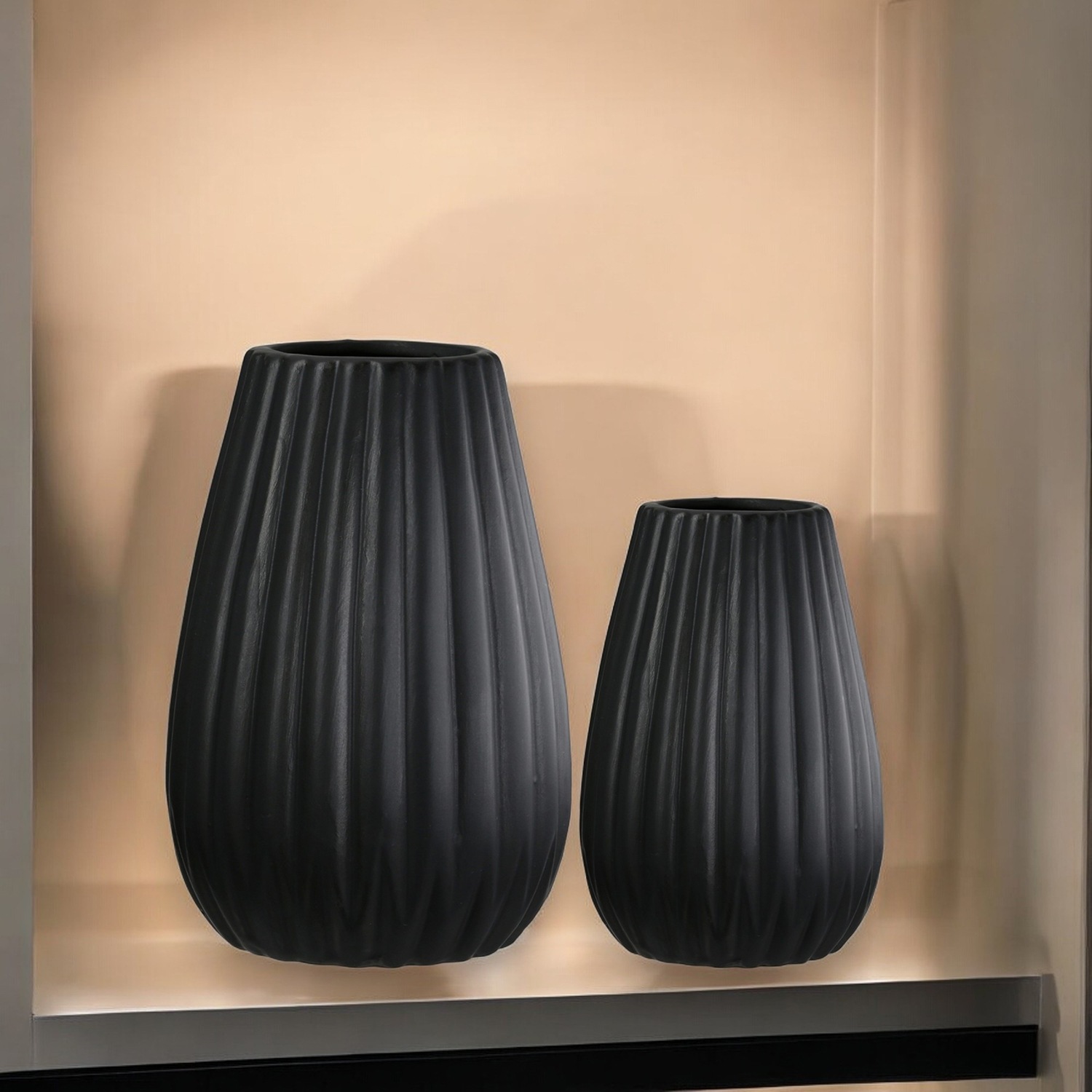 Casablanca by Gilde Tischvase »2tlg. Set Vase Piega schwarz H.17 cm«, (1 St.)