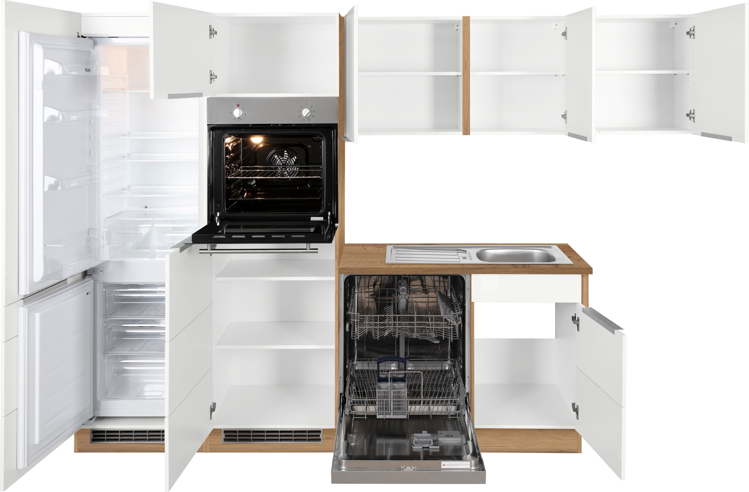 KOCHSTATION Winkelküche »KS-Brindisi Stellbreite 290/170 cm«, wahlweise mit E-Geräten und Induktion, mit MDF-Fronten