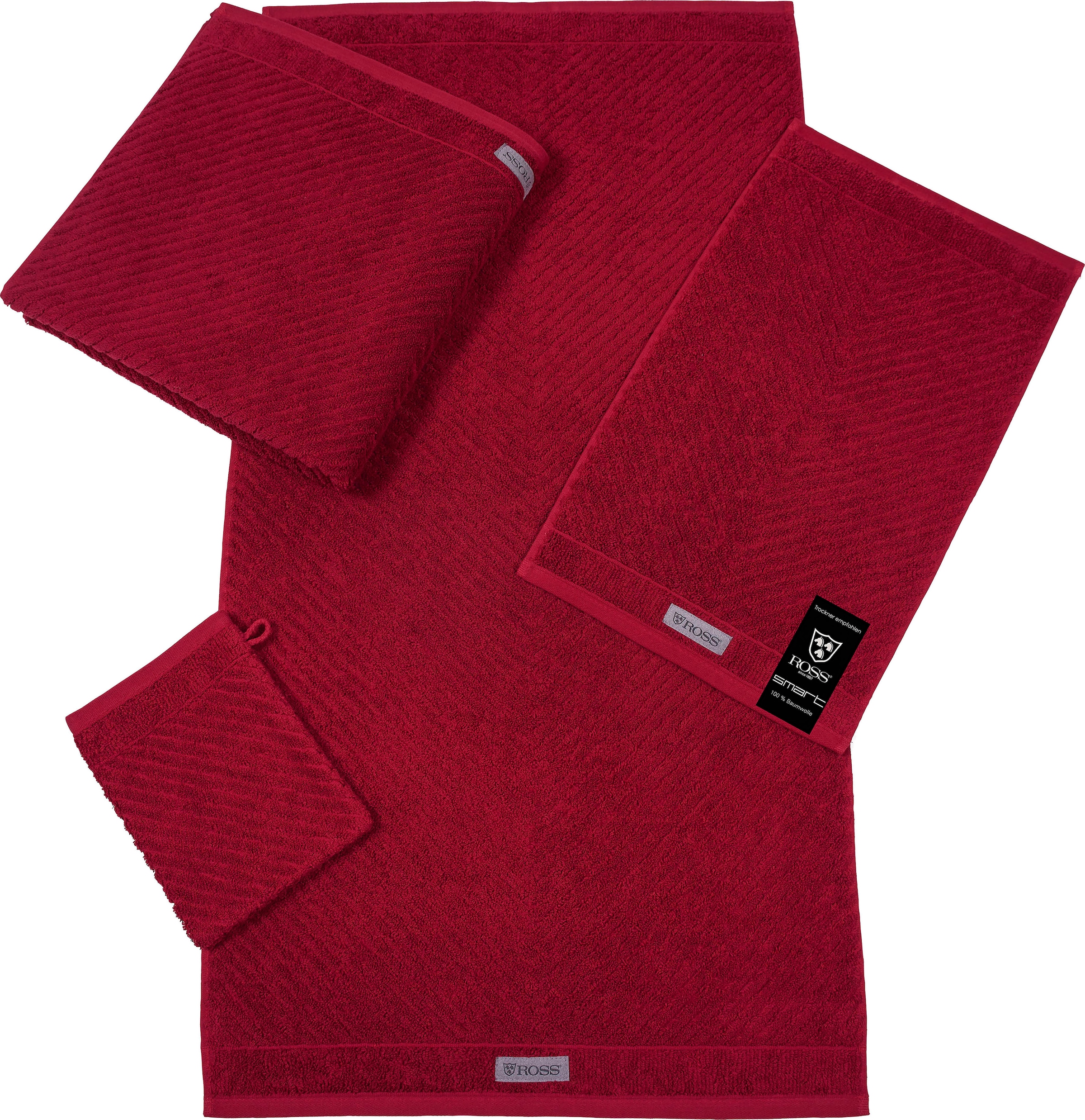 ROSS Handtuch »Smart«, (2 St.), Uni-Rippe mit Velourslabel online kaufen