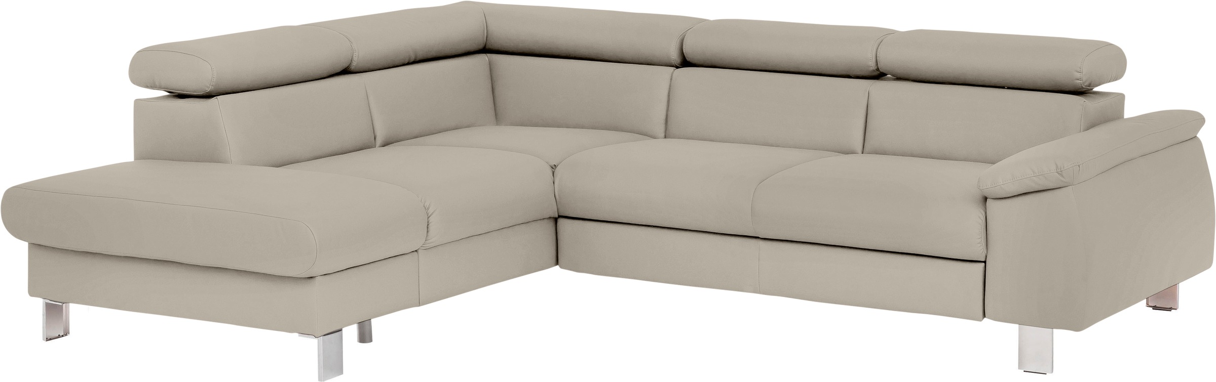 COTTA Ecksofa »Komaris L-Form, B: 249 cm«, mit Kopfteilverstellung, optional Bettfunktion, Bettkasten & Licht
