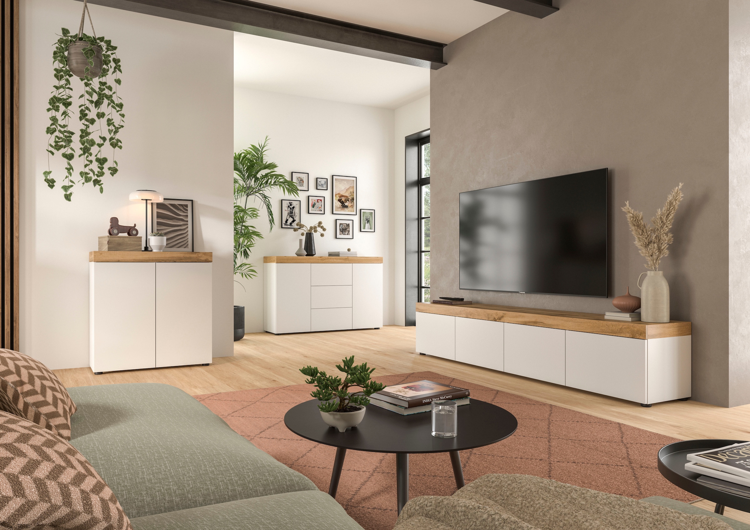OTTO home Lowboard »MAMBO, Breite 200cm, 4 Klappen, stehend oder hängend« 2 farbige Ausführung, in verschiedenen Farben erhältlich, 1 Stk. tlg. Lowboard, TV Unterschrank, Tv-Schrank, Wohnzimmer