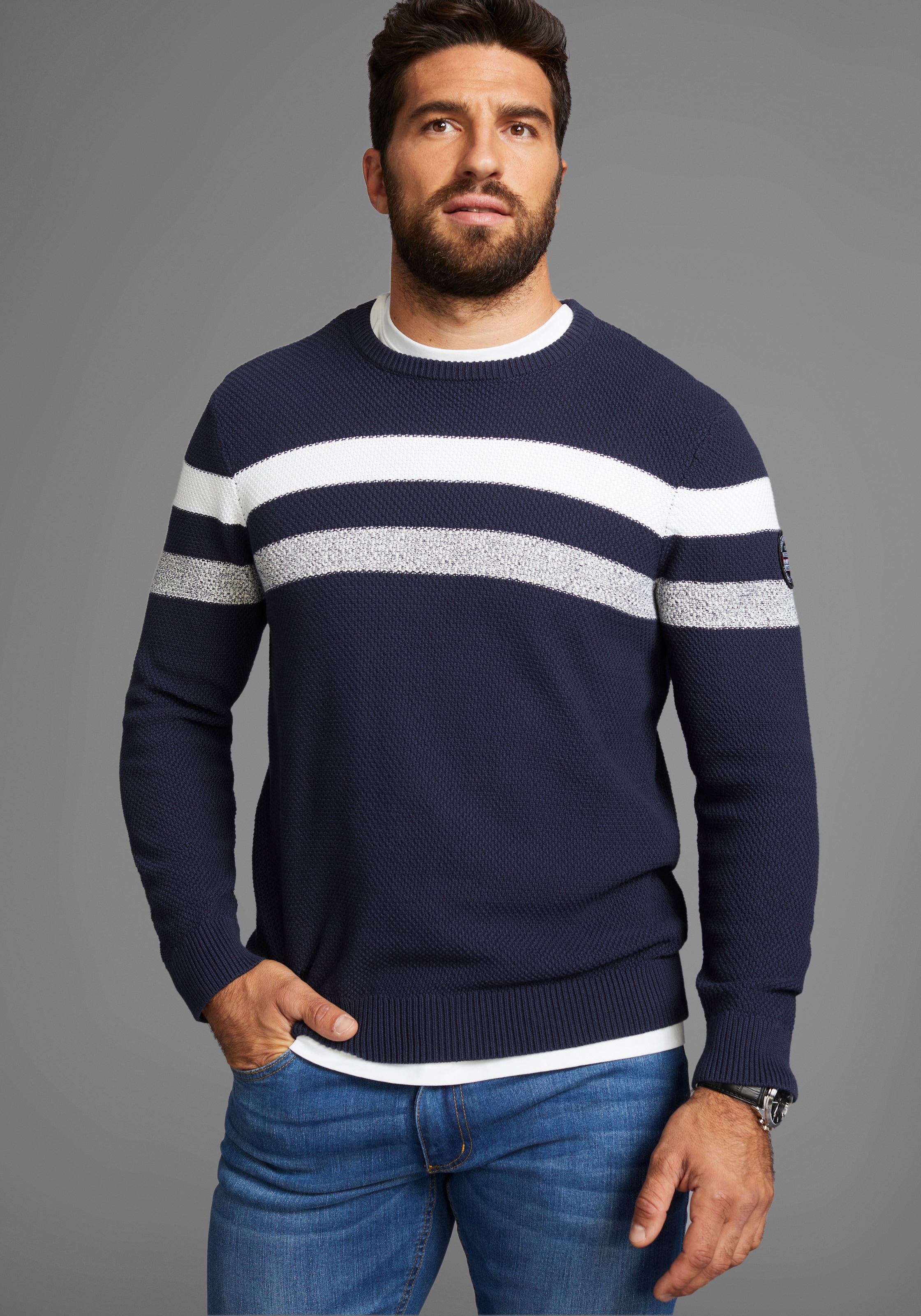 Man's World Strickpullover, in melierte Optik