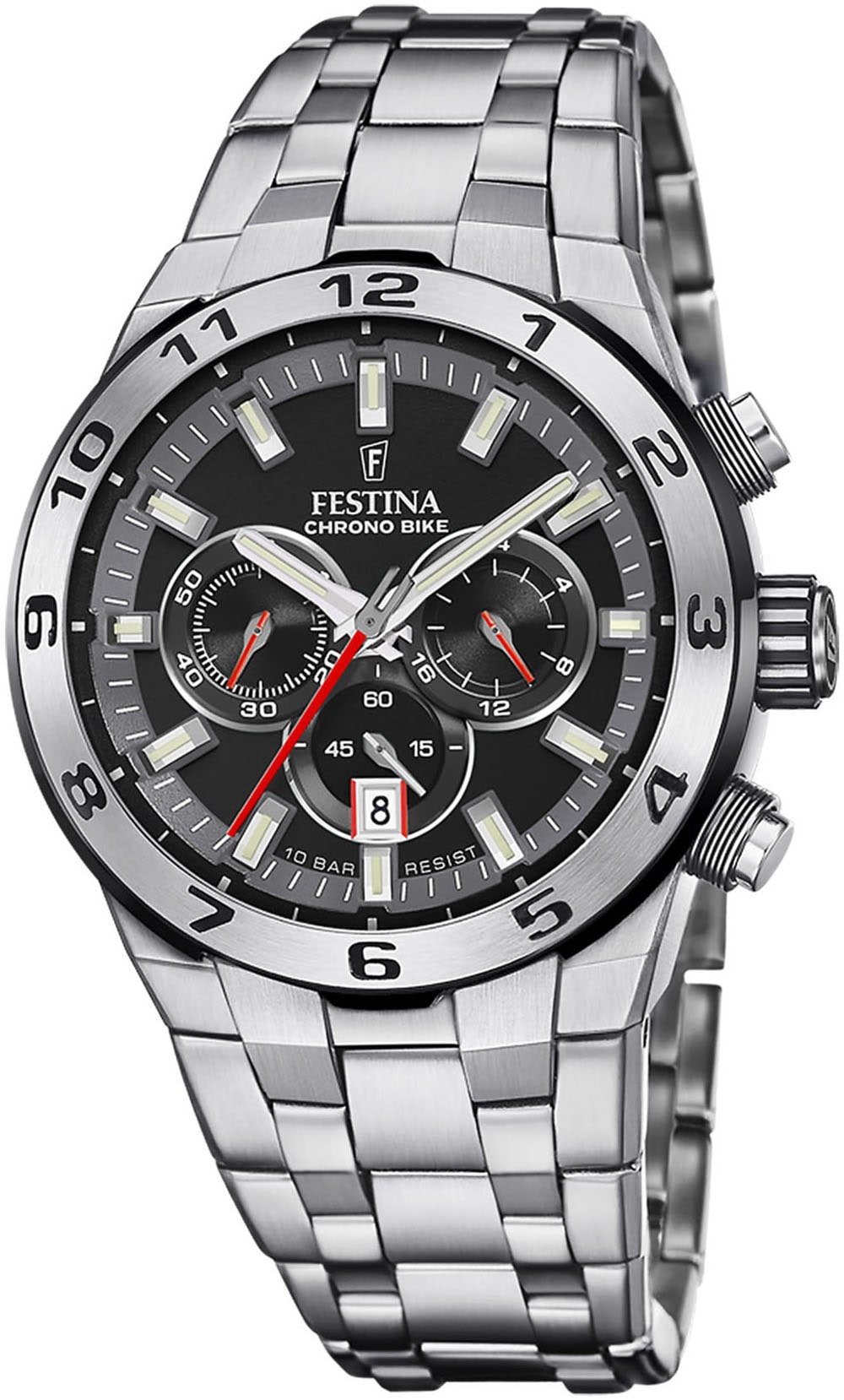 Festina Chronograph »Chrono Bike 2024« Armbanduhr, Quarzuhr, Herrenuhr, Stoppfunktion, Edelstahlarmband