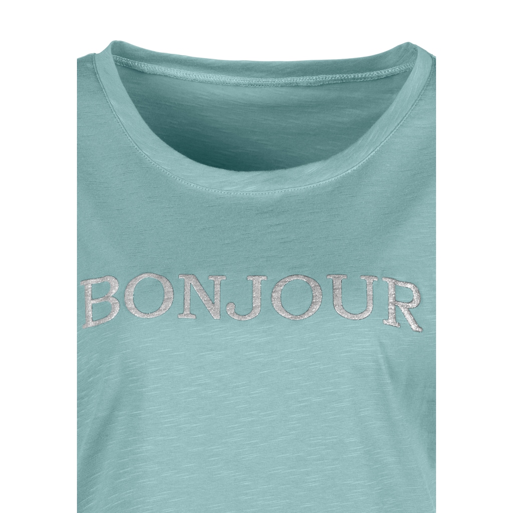 Vivance T-Shirt, mit modischem Frontdruck "Bonjour"