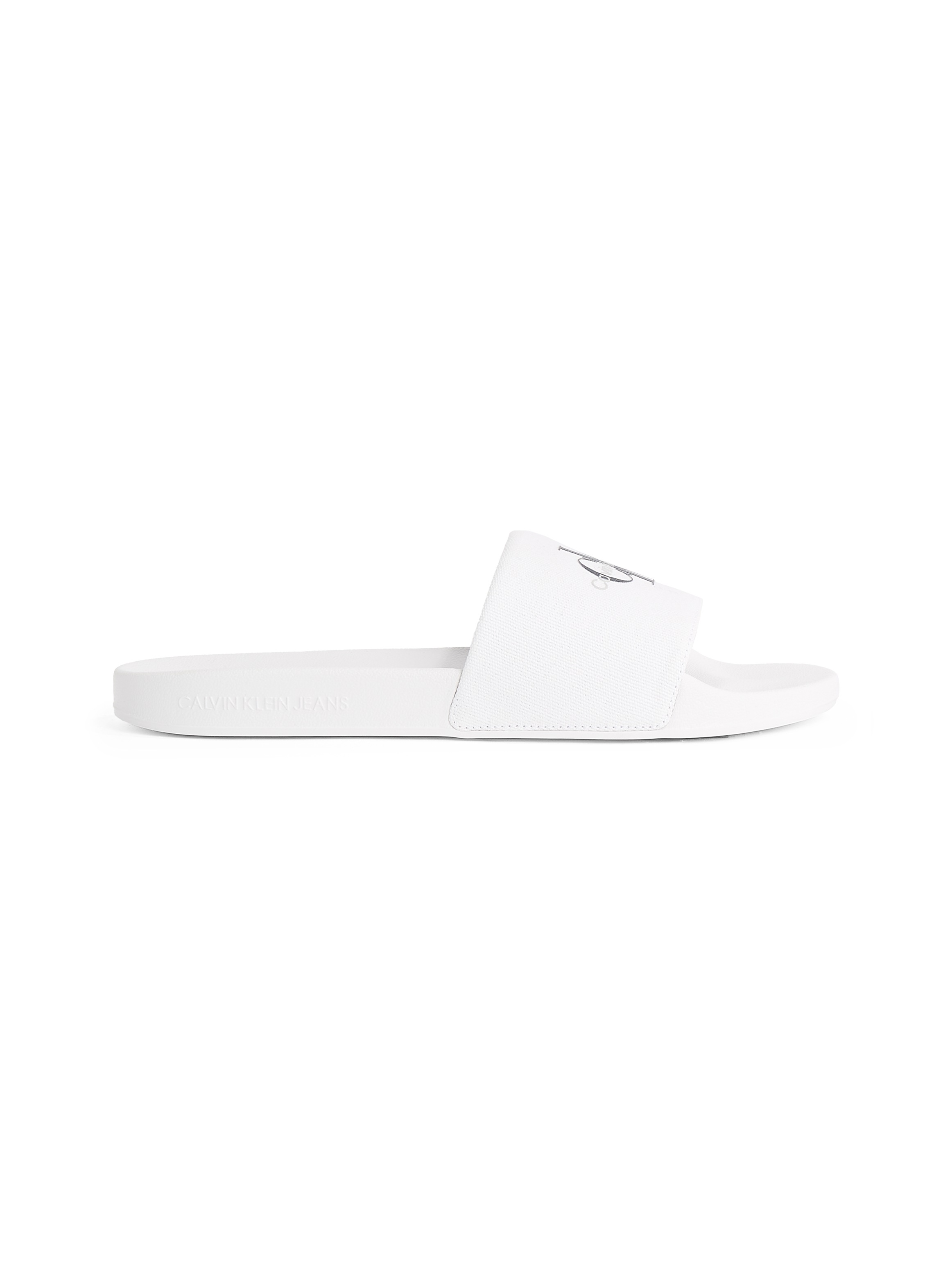 Calvin Klein Jeans Badepantolette »SLIDE MONOGRAM«, Sommerschuh, Schlappen, Poolslides, Strandschuh mit Logoschriftzug