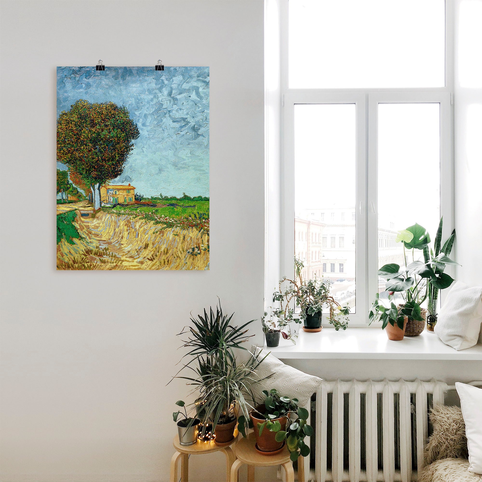 Artland Wandbild »Allee bei Arles mit Häusern«, Felder, (1 St.), als Leinwandbild, Wandaufkleber oder Poster in versch. Größen