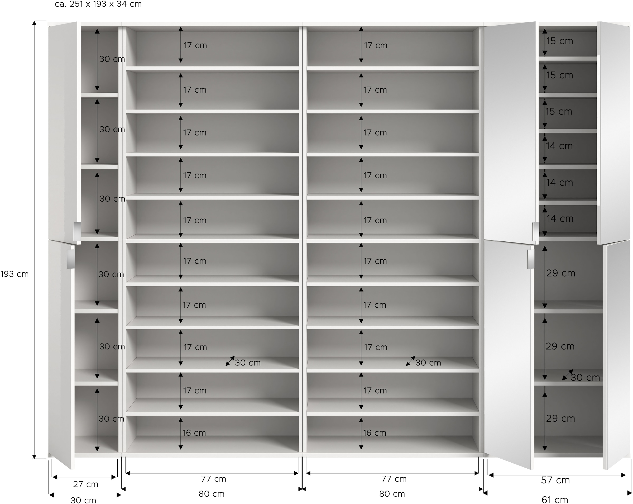 Home affaire Garderoben-Set »Trondheim, Garderobenset 4-tlg. Breite 232 cm,« 4 Stk. tlg.