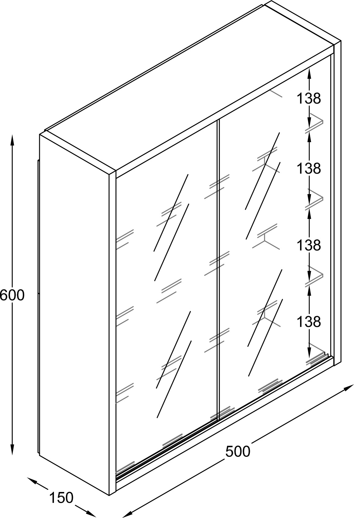 VCM Wandregal »VCM Glasvitrine hängend | Vitrine Glas mit ESG-Sicherheitsglas | Maße ca. H. 60 x B. 50 x T. 15 cm | Hängevitrine Glas | Modern und platzsparend | Glas Vitrinenschrank - Drivalo M«