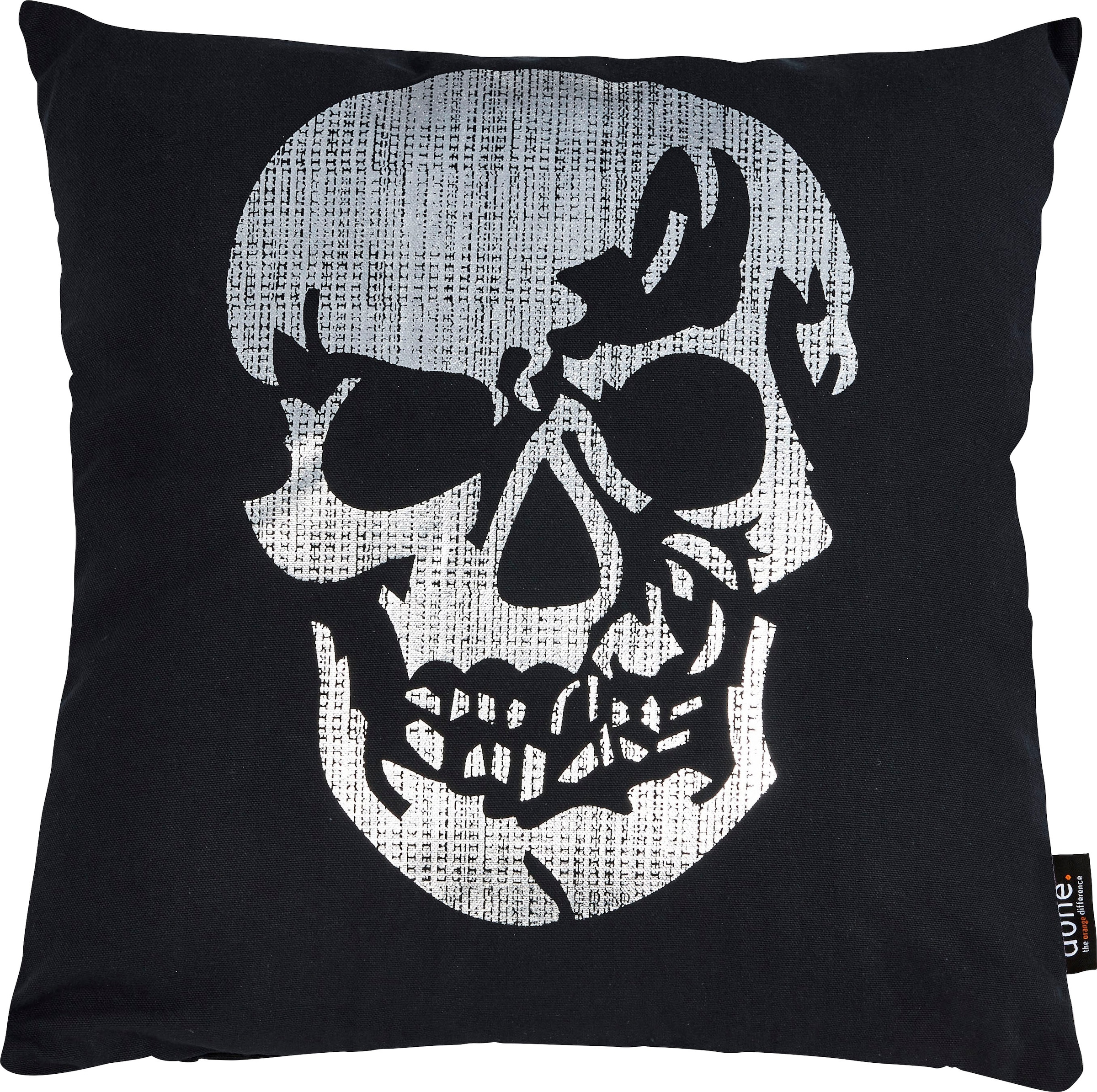 done. Dekokissen "Stone Skull" mit Totenkopf-Applikation, Kissenhüle mit Füllung, 1 Stück
