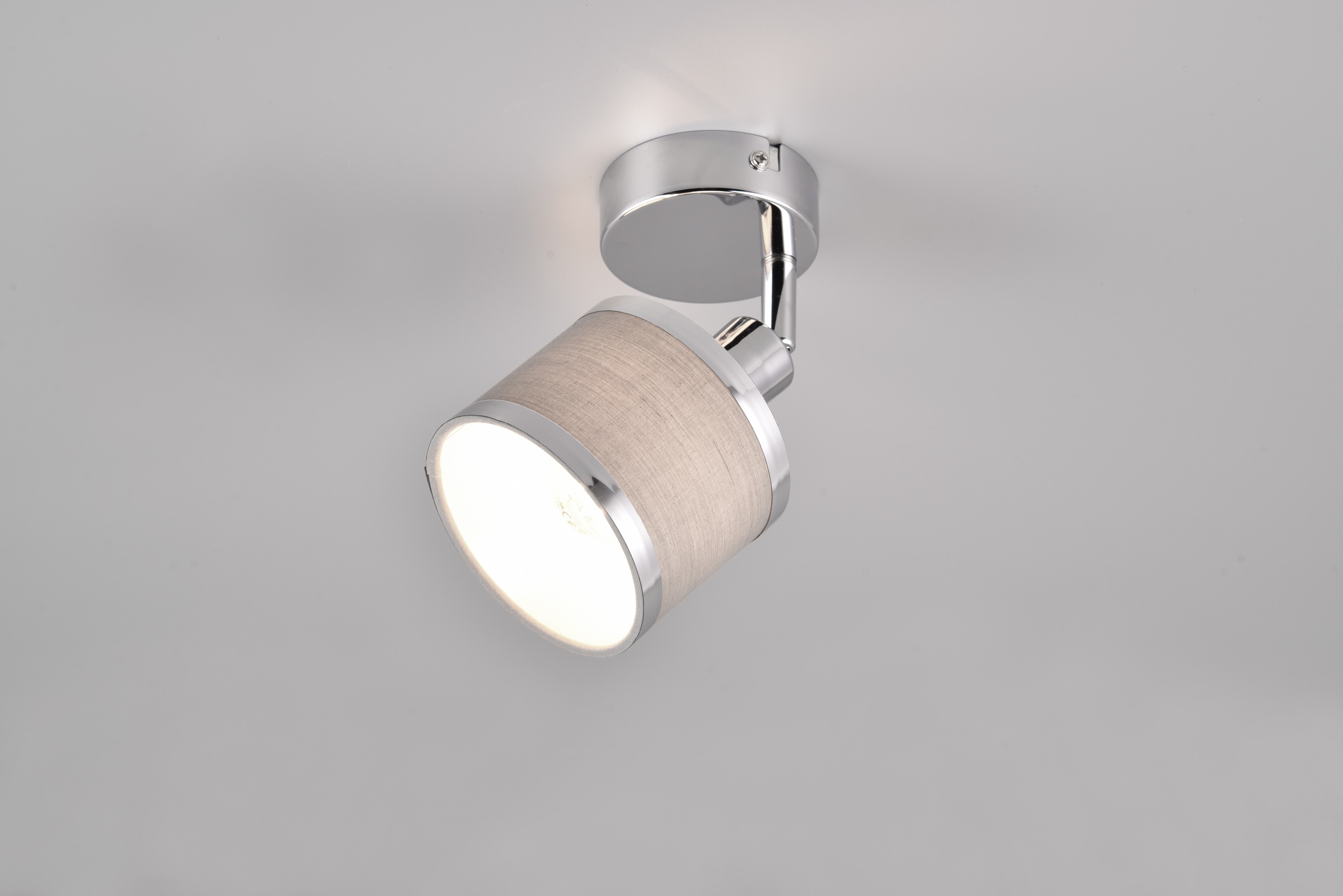 TRIO Leuchten Deckenstrahler »AROSA, Spot, Metall chrom Stoff grau, exkl. E14 max 28W« E14 1 Stk. warmweiß - kaltweiß Deckenspot, Stange mit drehbaren kippbaren schwenkbaren Spots Ø10cm