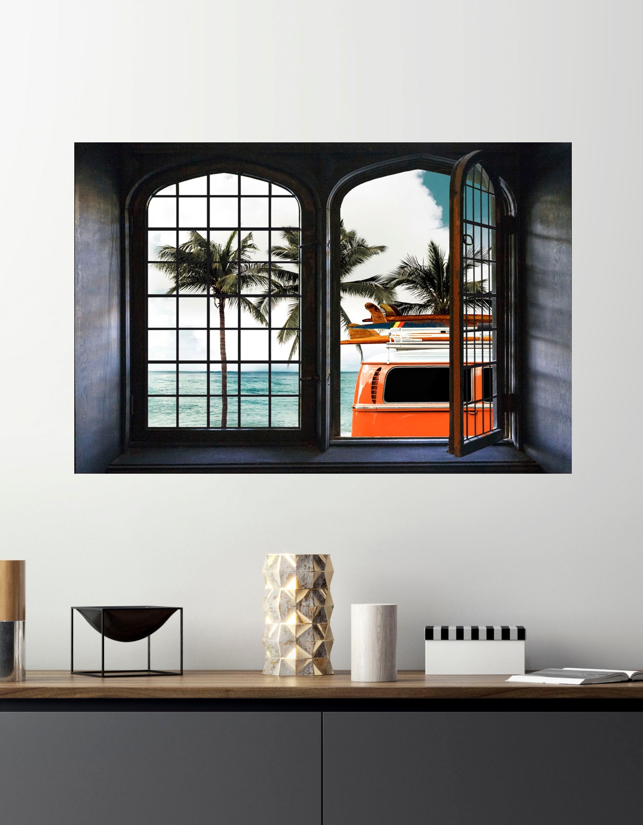 queence Wandsticker »Surf«, Wandsticker, Wandbild, selbstklebend, 3D, Fenster
