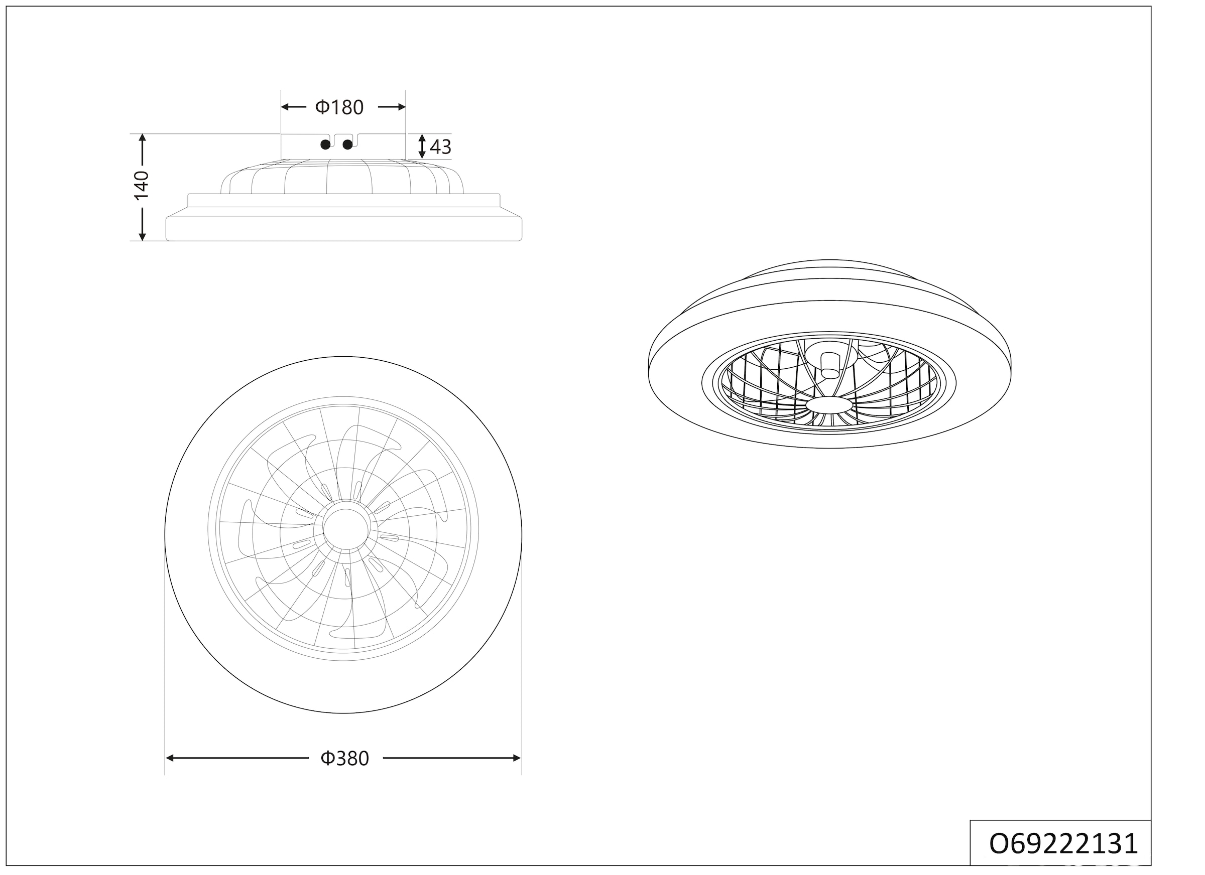 Hanseatic LED Deckenleuchte »DLVO69222RS, Deckenventilator mit Licht Ø 38cm, inkl Fernbedienung« LED-Board 1 Stk. Farbwechsler | warmweiß - kaltweiß Ventilator mit 5 Stufen, Vor- & Rücklauf, LED mit CCT Timer Nachtlicht