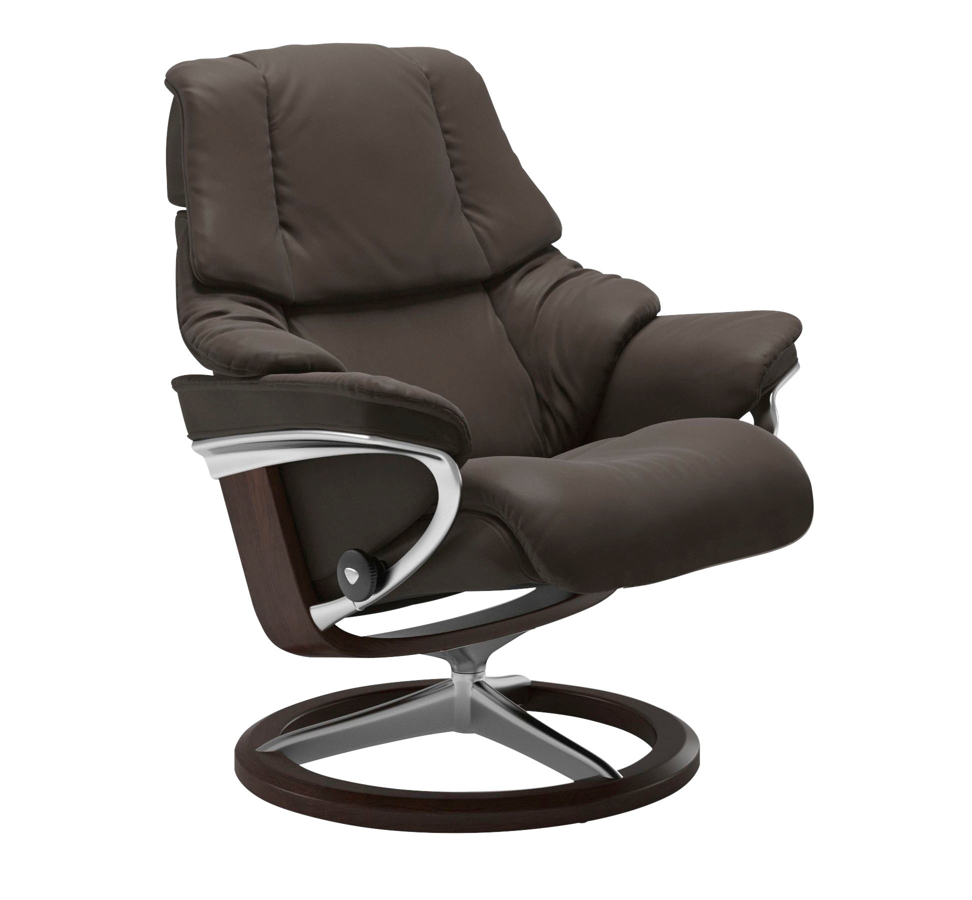 Stressless® Relaxsessel »Reno«, (Set, Relaxsessel mit Hocker), mit Hocker, mit Signature Base, Größe S, M & L, Gestell Braun
