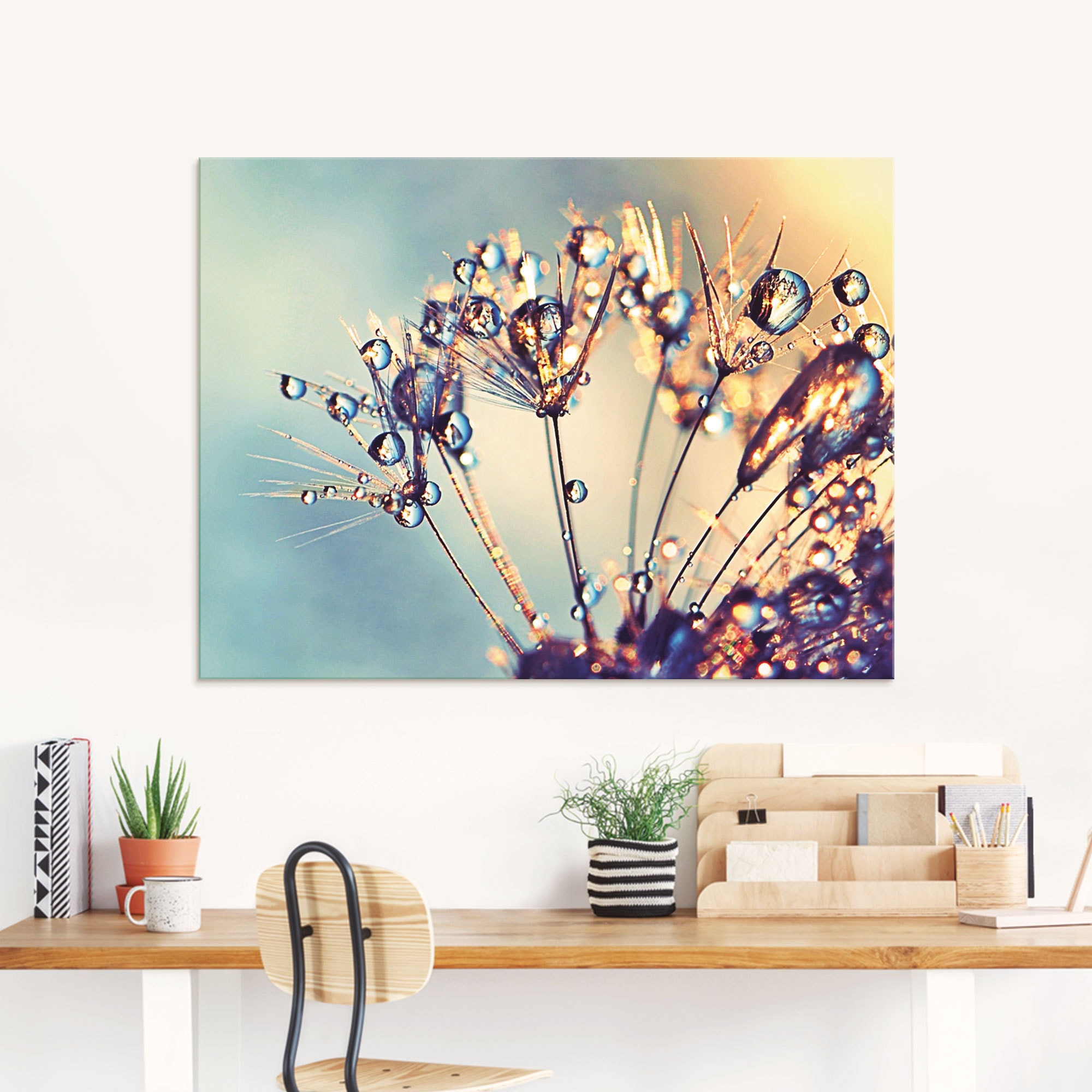 Artland Glasbild »Pusteblume Glitzertau«, Blumen, (1 St.), in verschiedenen Größen