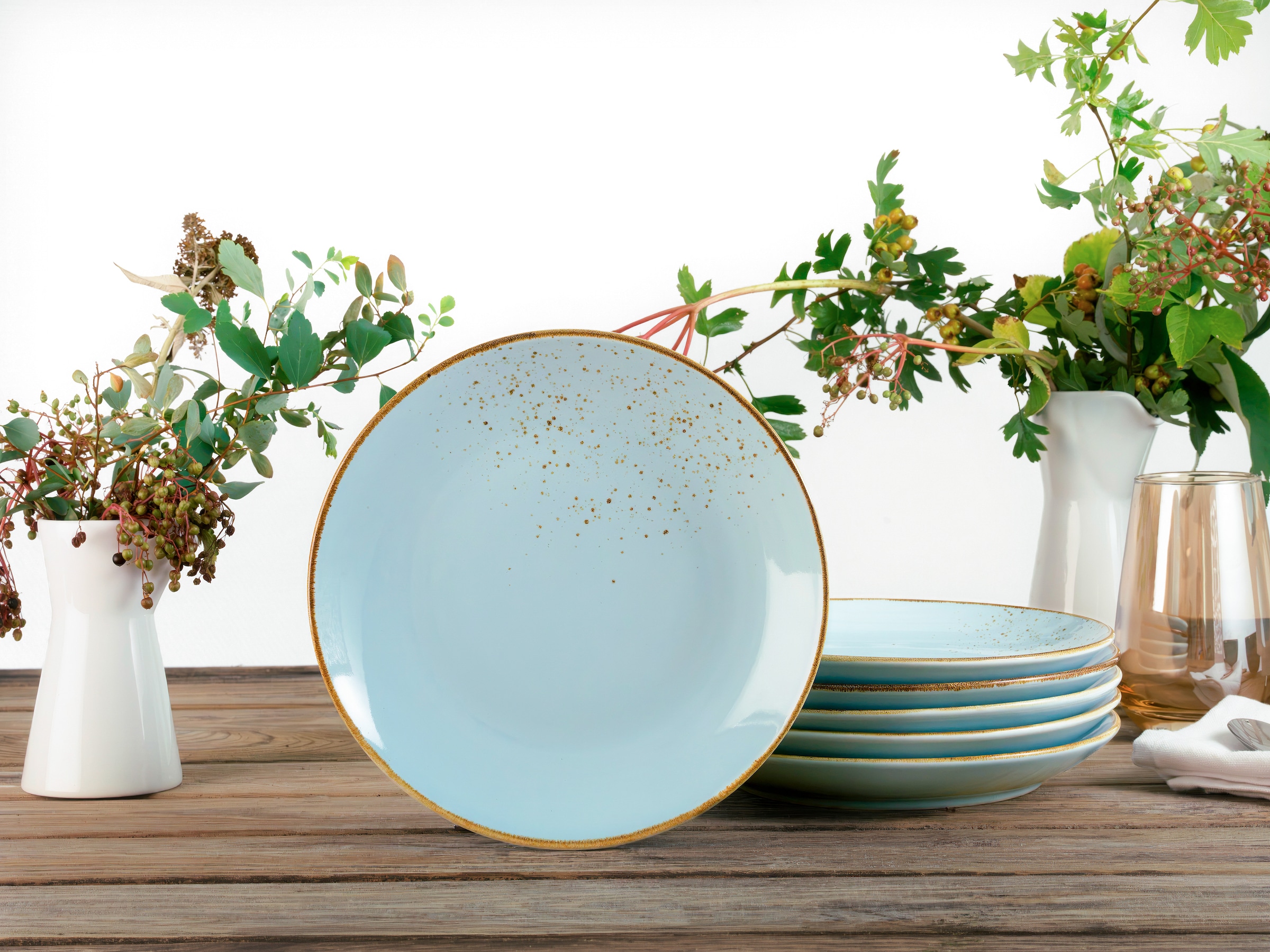 CreaTable Dessertteller »Essteller NATURE COLLECTION« Teller Set für 6 Personen, Ø 21 cm, Steinzeug