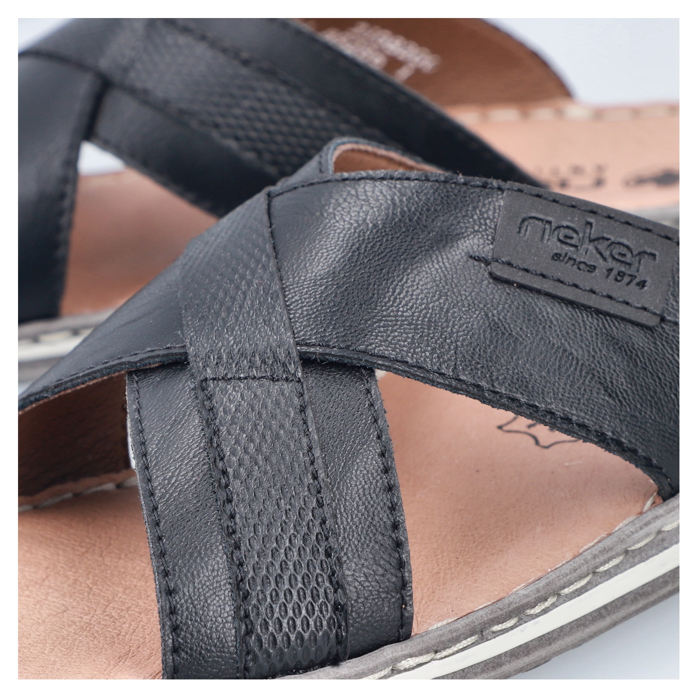 Rieker Pantolette, Sommerschuh, Strandschuh, Schlappen, Hausschuh mit Label