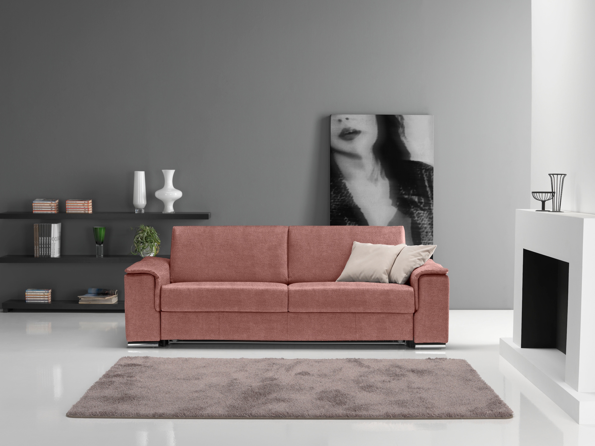 Egoitaliano Schlafsofa »Cecilia, modern & elegant, erstklassiger Sitzkomfort, Dauerschläfer«, inkl. Matratze und hochwertigem Metallbettrahmen, toller Schlafkomfort