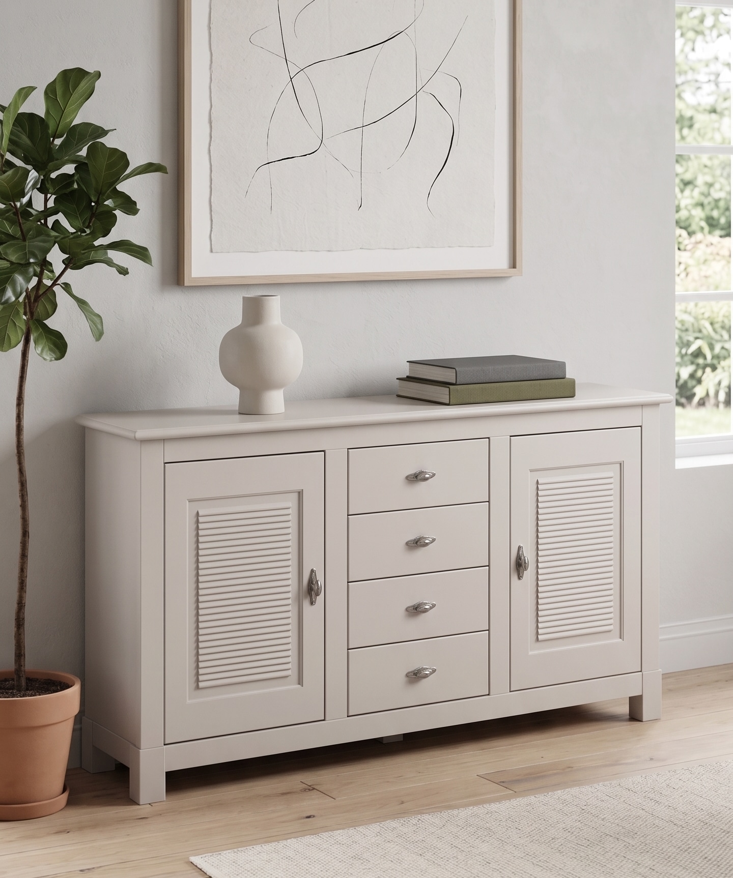 OTTO home Sideboard »Rauna« B/T/H: 150/37/84 cm,  Kommode, FSC®-zertifiziertes Massivholz, Breite 150 cm