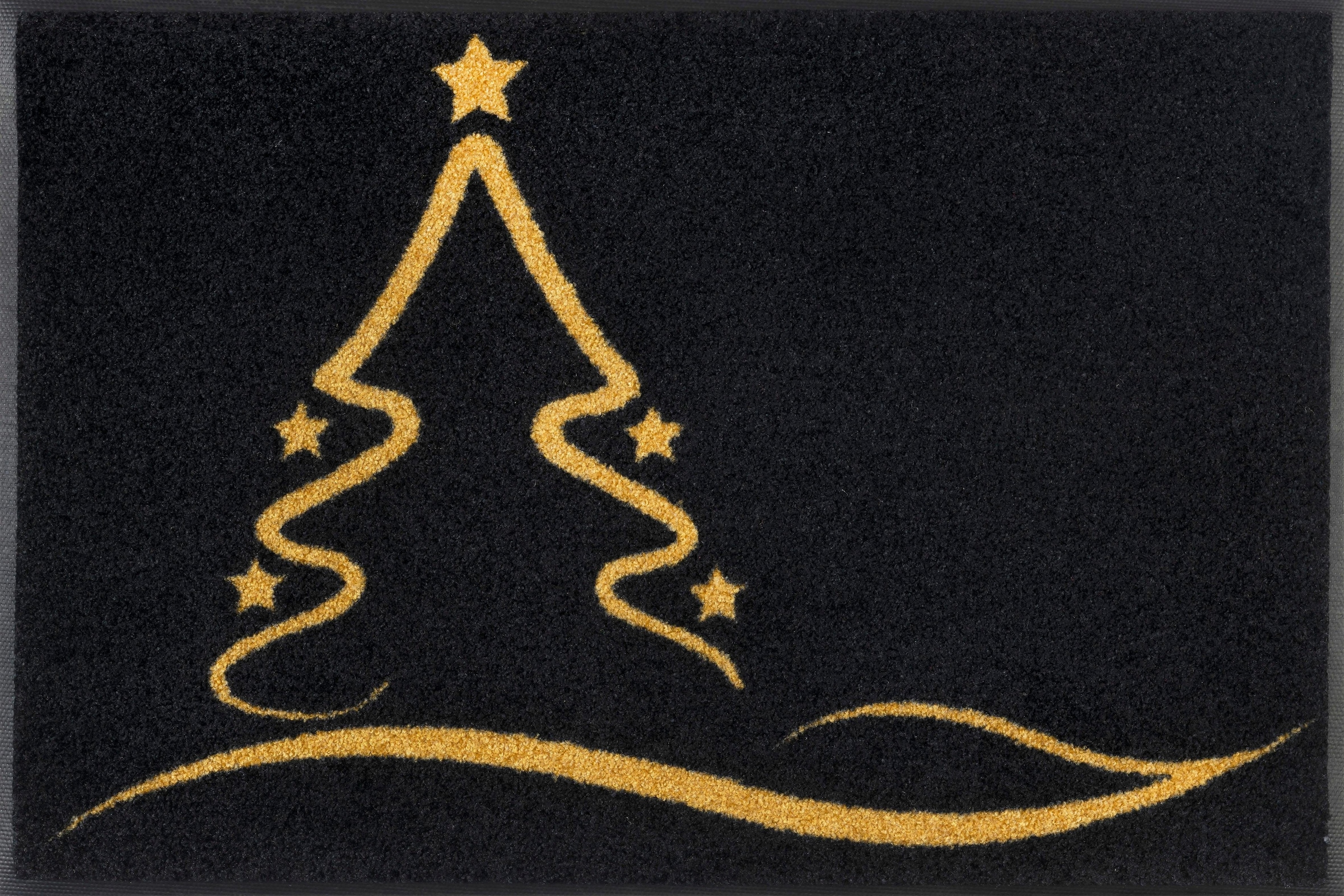 wash+dry by Kleen-Tex Fußmatte »Golden Shine«, rechteckig, Schmutzfangmatte, Motiv Weihnachten Tannenbaum, rutschhemmend, waschbar