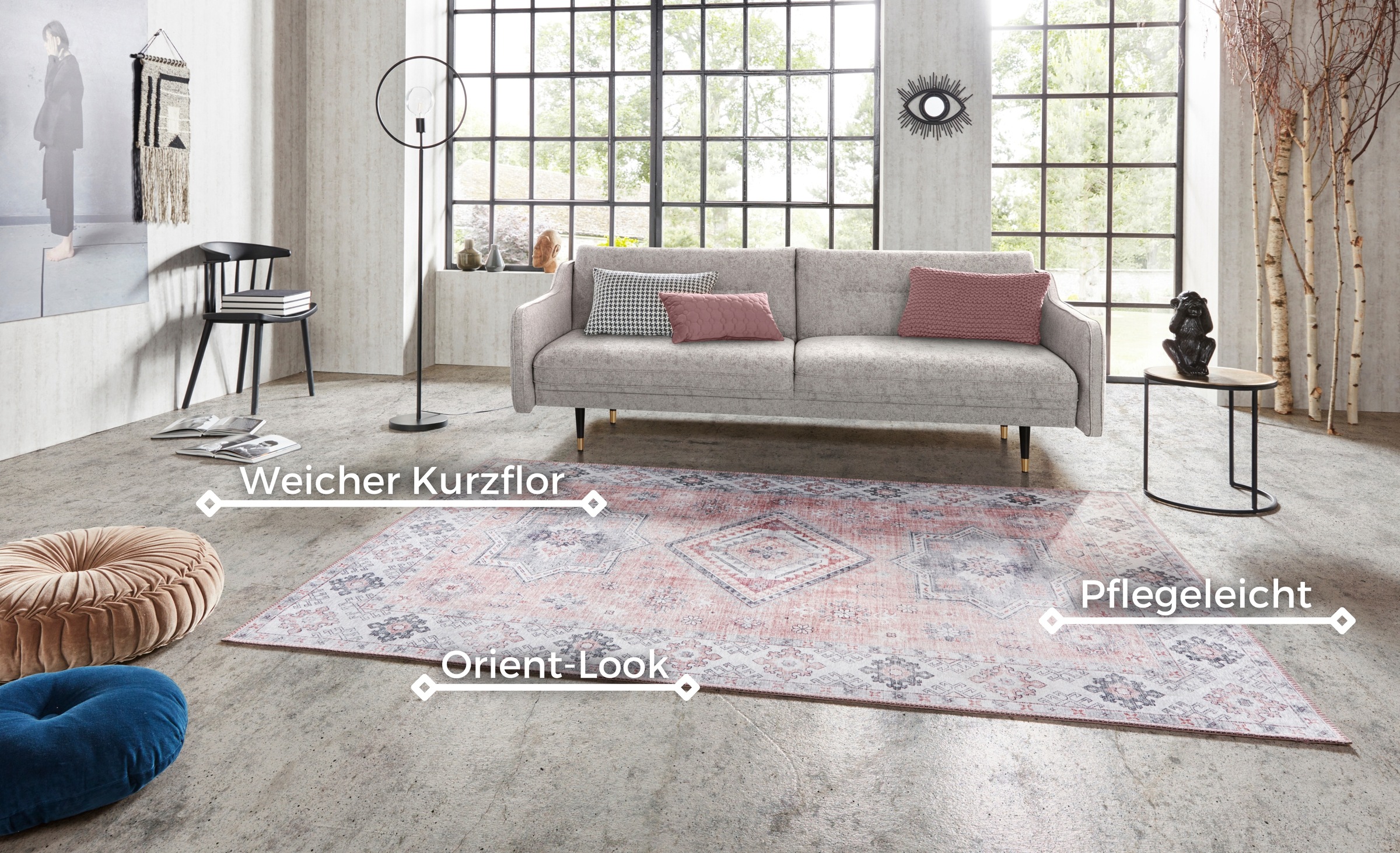 NORTHRUGS Teppich »Gratia«, rechteckig, 5 mm Höhe, Orientalisch, Vintage, Flachgewebe, Läufer, Wohnzimmer, Schlafzimmer